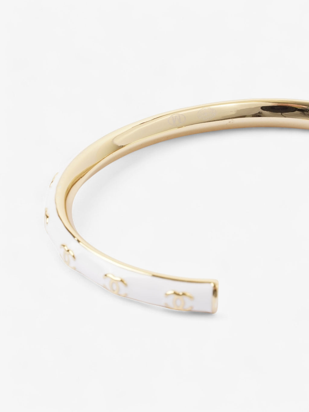 Chanel CC Bangle White / Gold Base Metal Medium