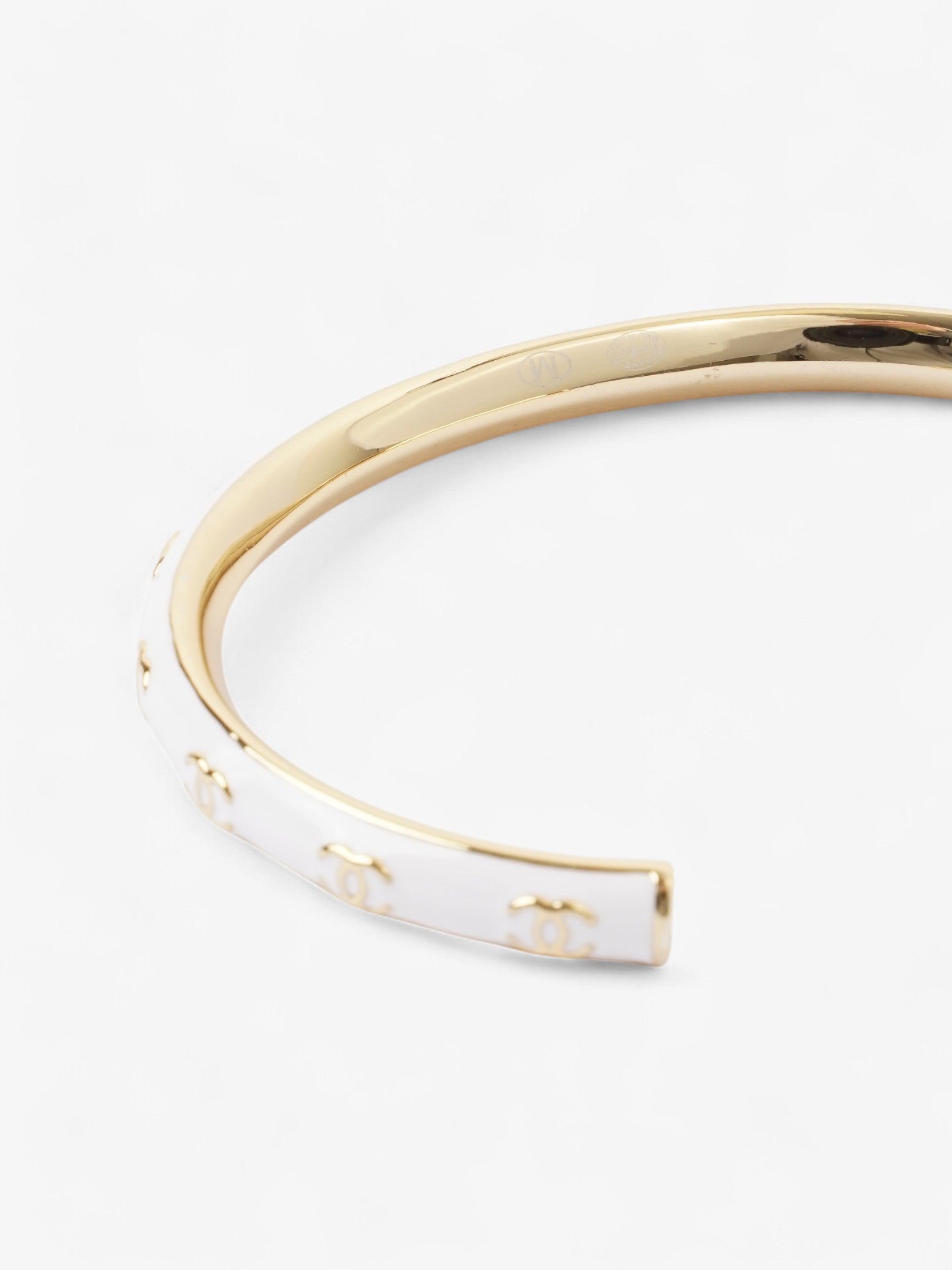 Chanel CC Bangle White / Gold Base Metal Medium