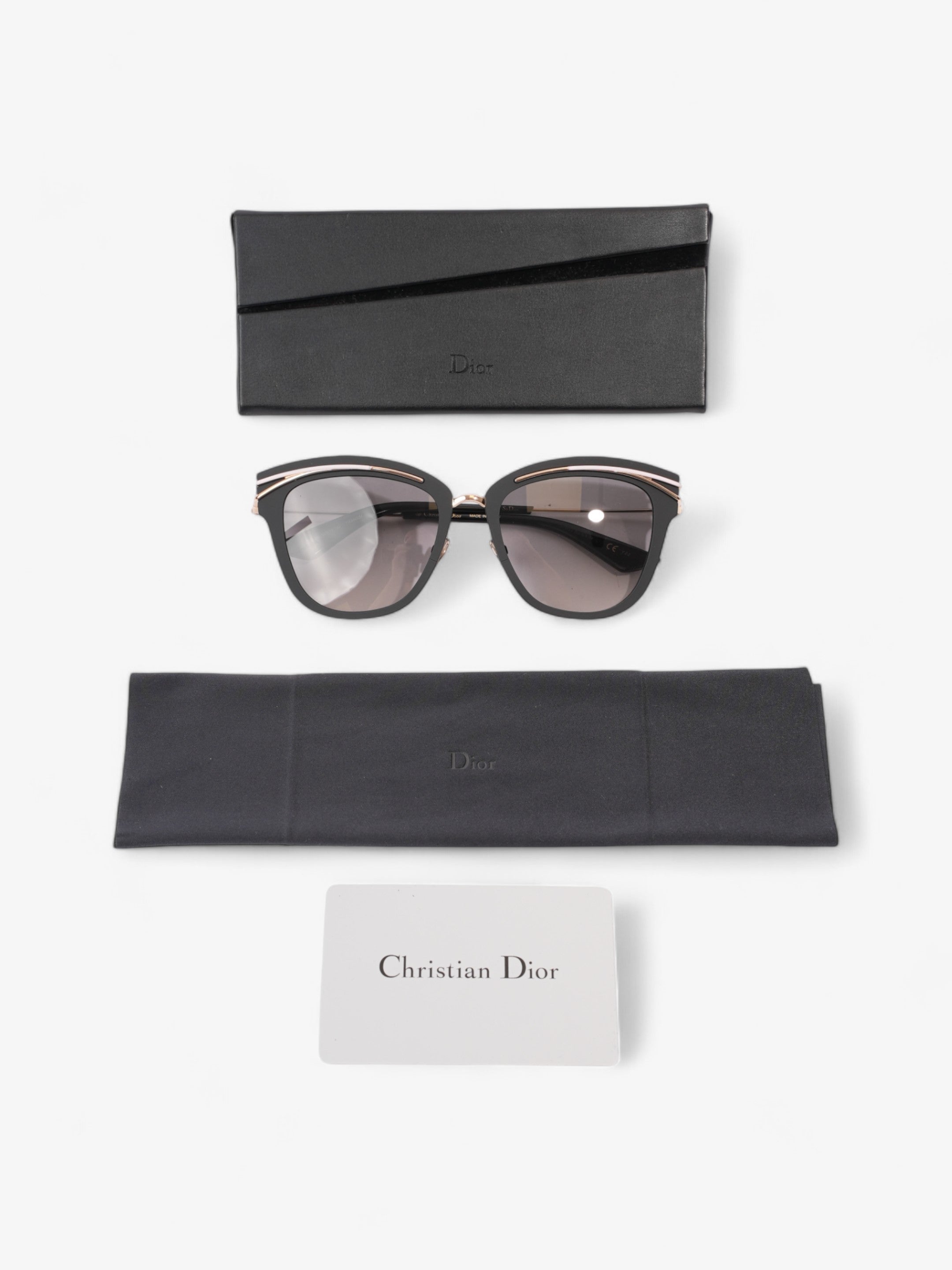 Christian Dior Matte Framed Sunglasses Black / Gold Acetate 140mm