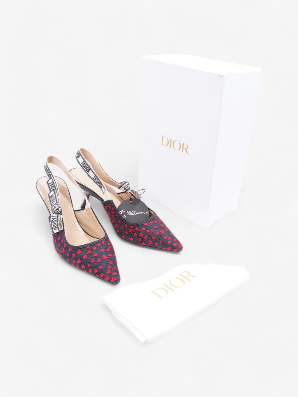Christian Dior J'Adior Slingback Pump 65 Navy / Red Technical Fabric EU 41.5 UK 8.5