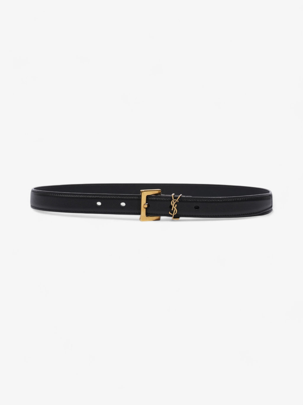 Saint Laurent Cassandre Slim Leather Belt Black Leather 70cm 27.5"