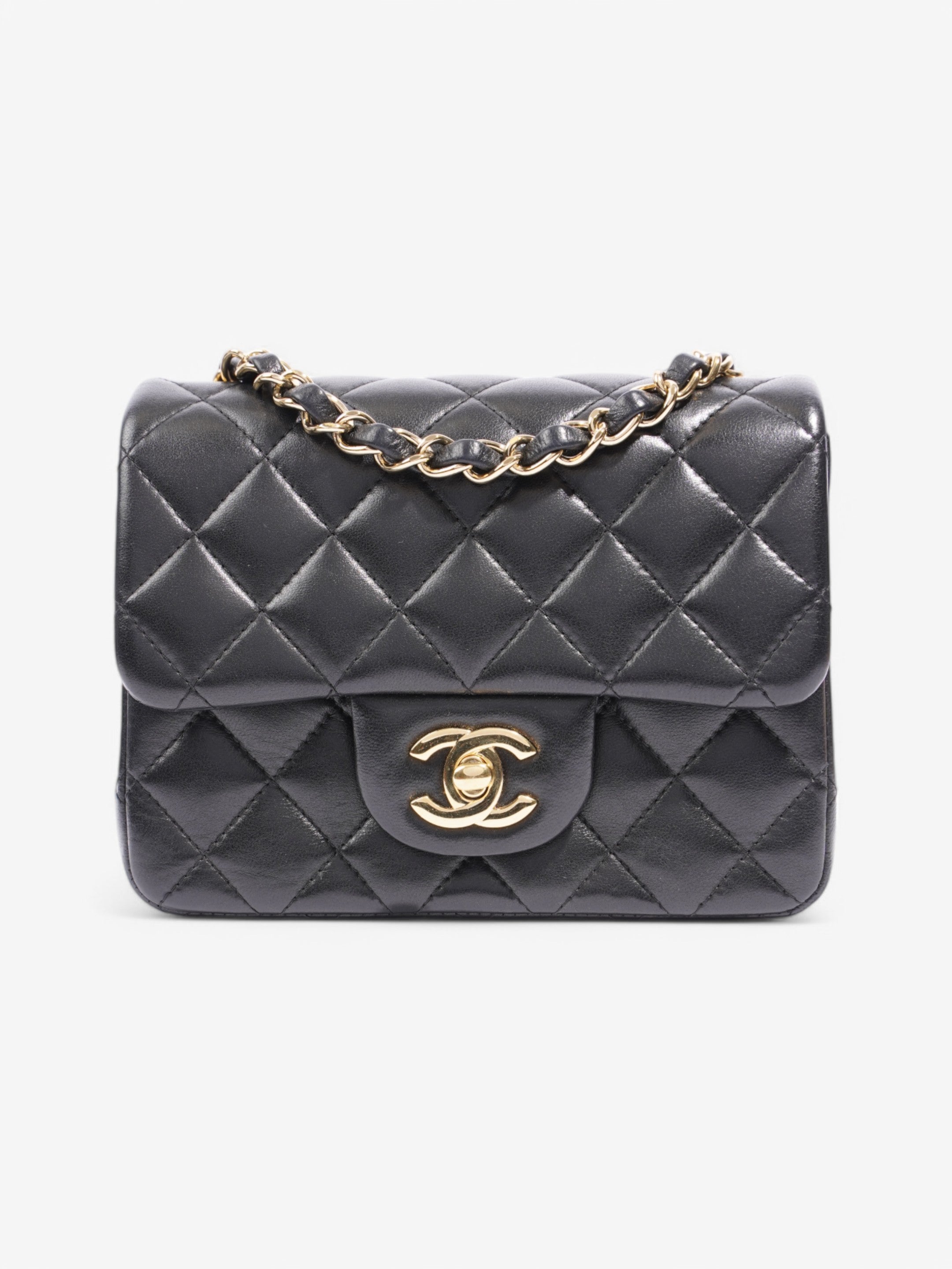 Chanel Classic Square Flap Black Lambskin Leather Mini