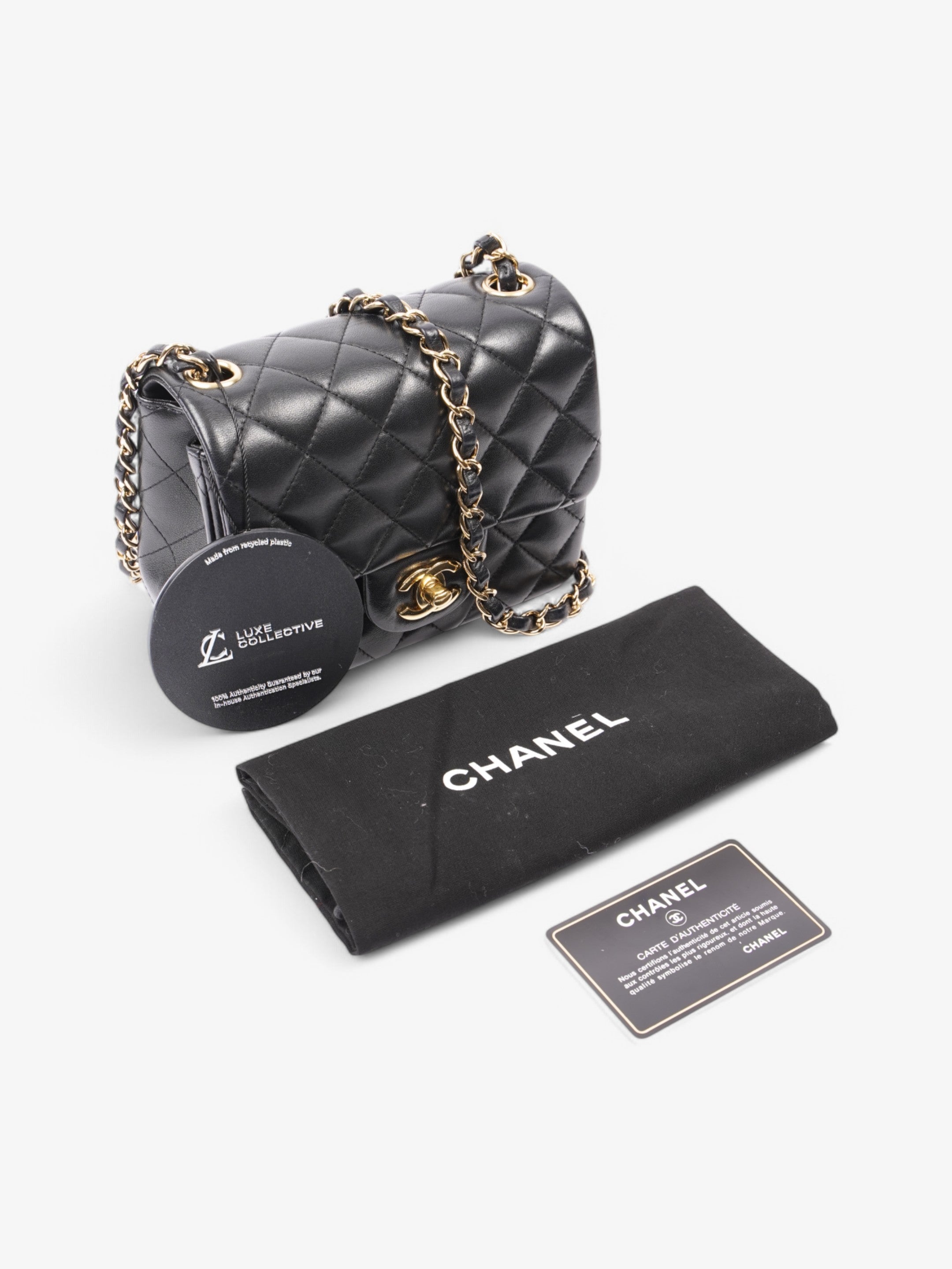 Chanel Classic Square Flap Black Lambskin Leather Mini