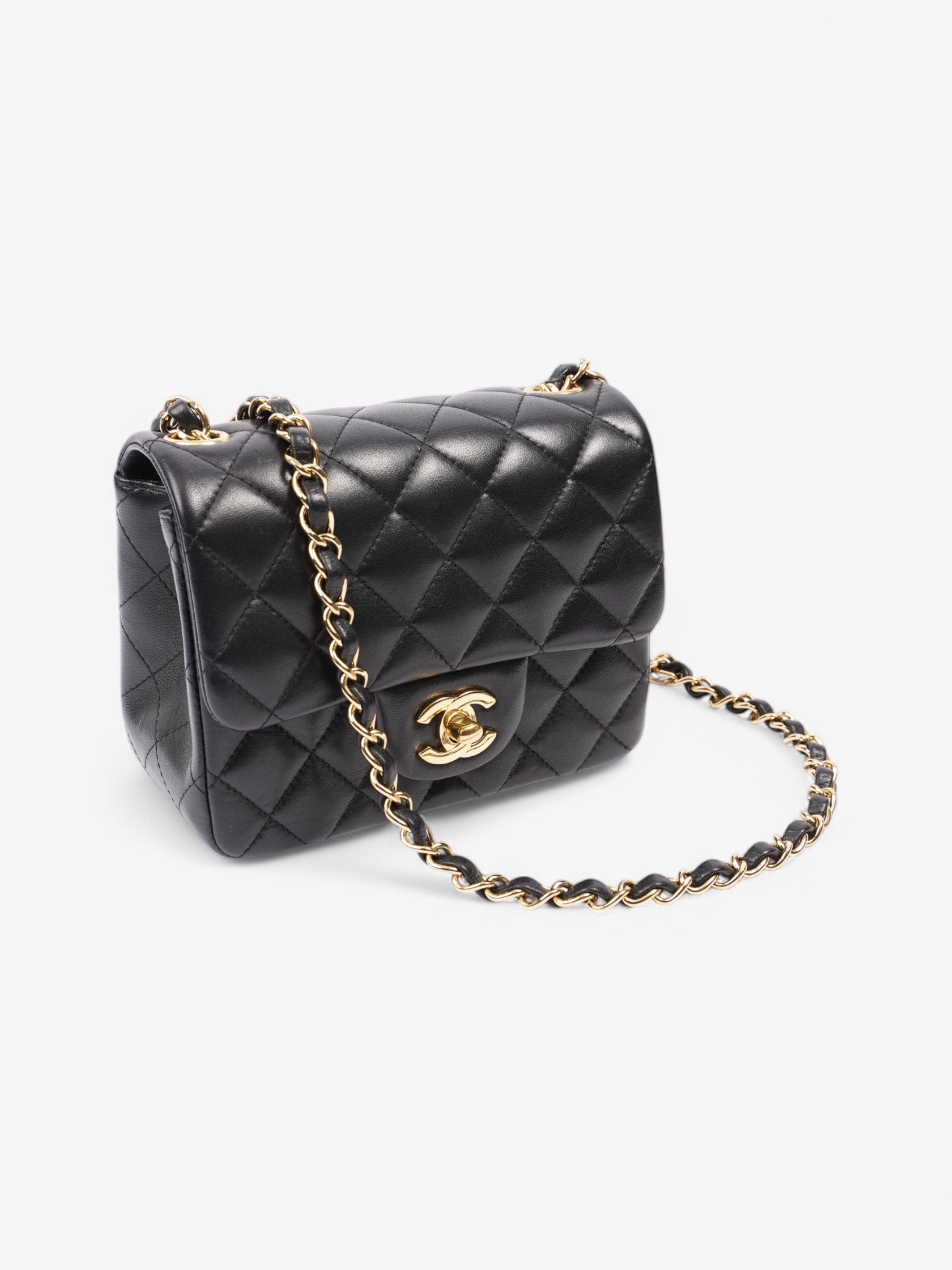 Chanel Classic Square Flap Black Lambskin Leather Mini