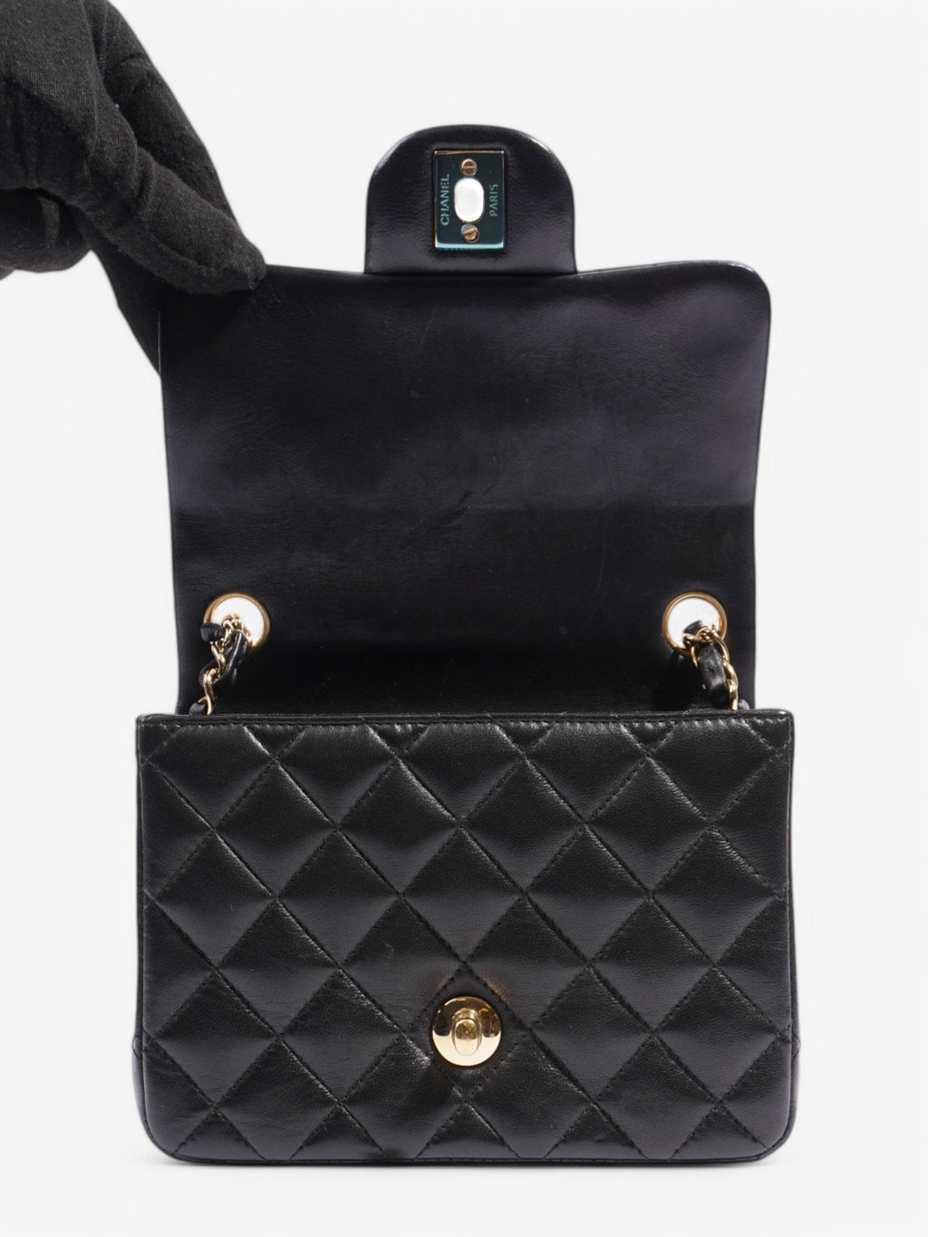 Chanel Classic Square Flap Black Lambskin Leather Mini
