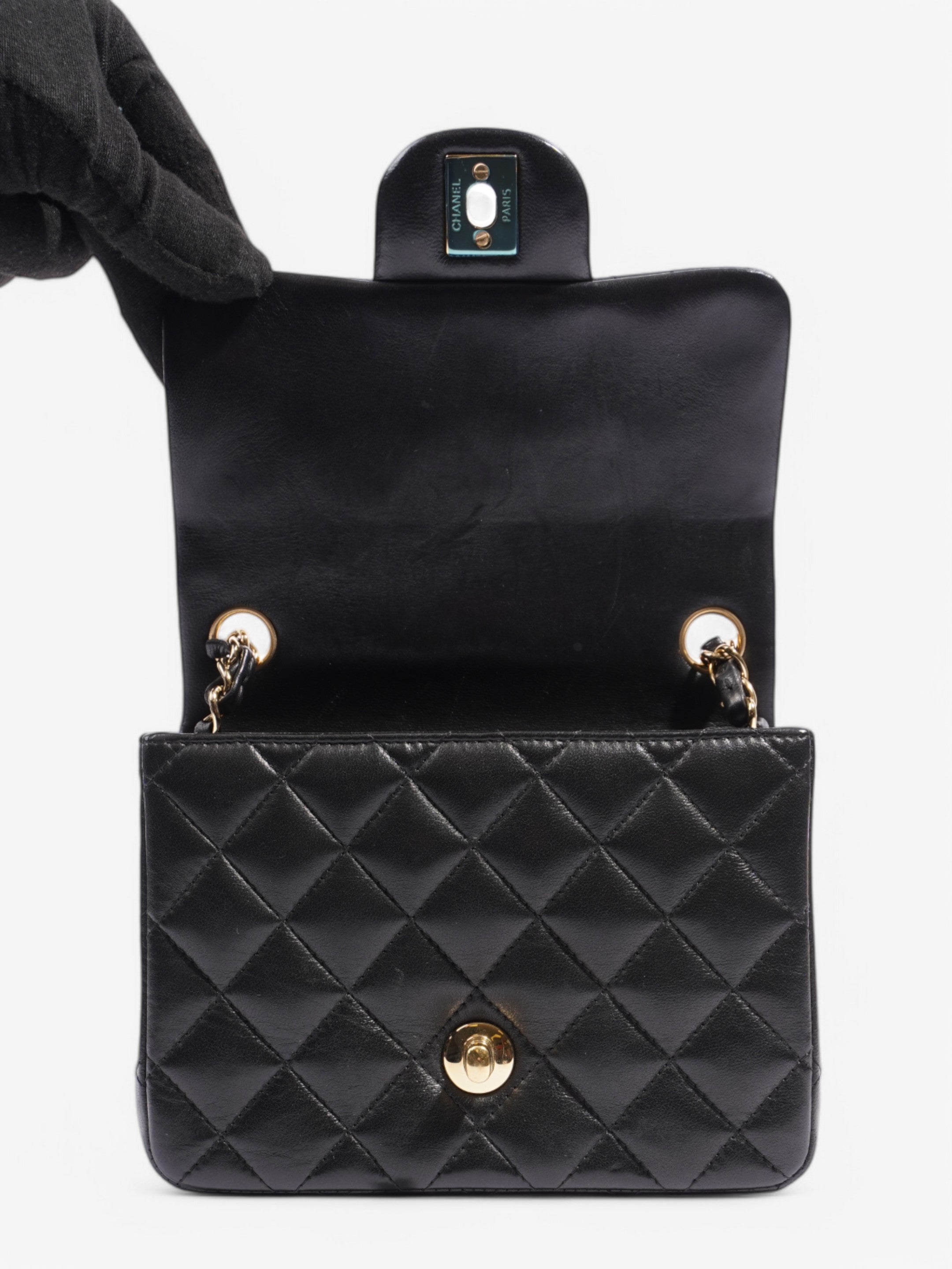 Chanel Classic Square Flap Black Lambskin Leather Mini