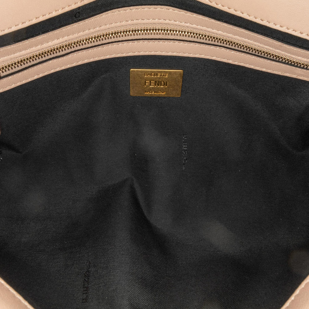 Fendi Bicolor Leather Chain Midi Baguette