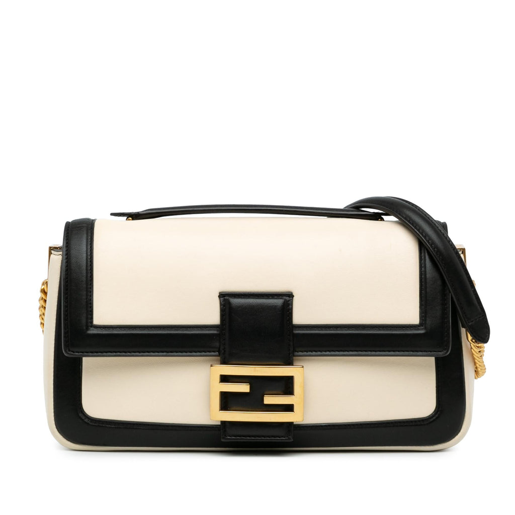 Fendi Bicolor Leather Chain Midi Baguette (SHG-dW85u0)