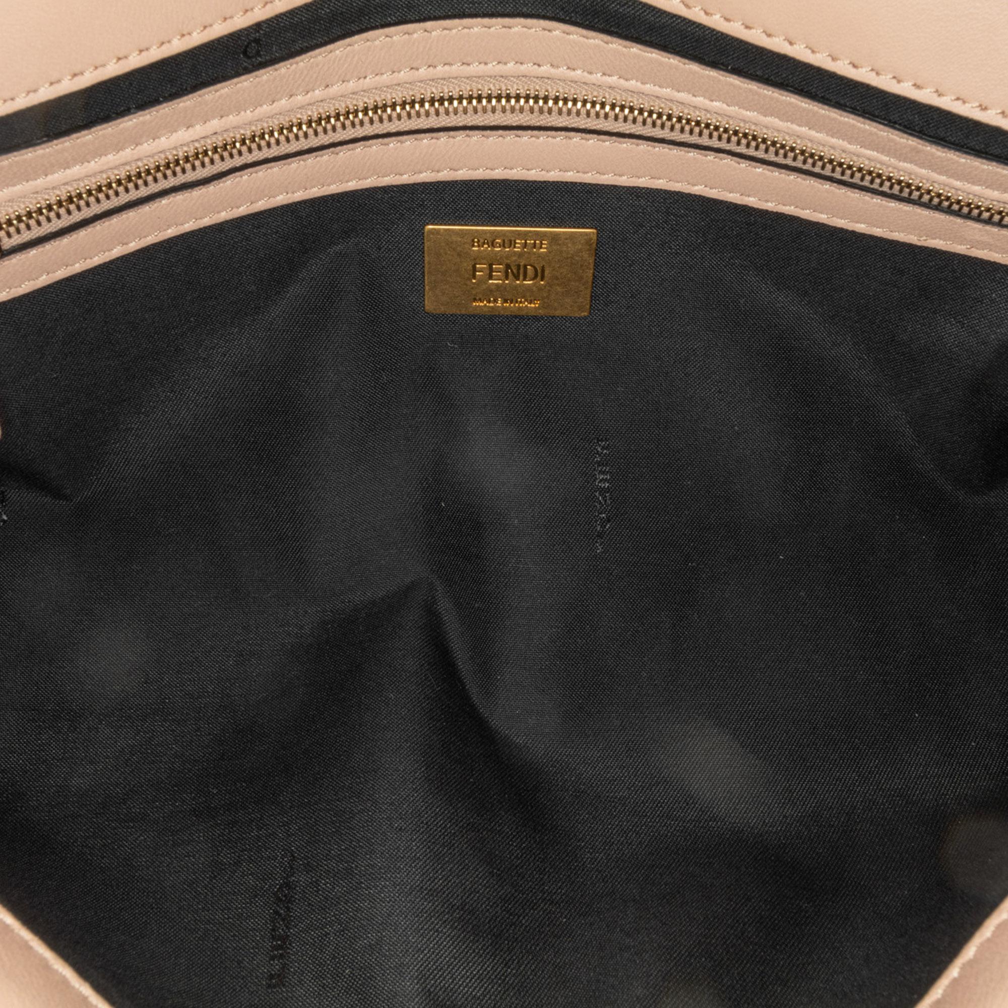 Fendi Bicolor Leather Chain Midi Baguette