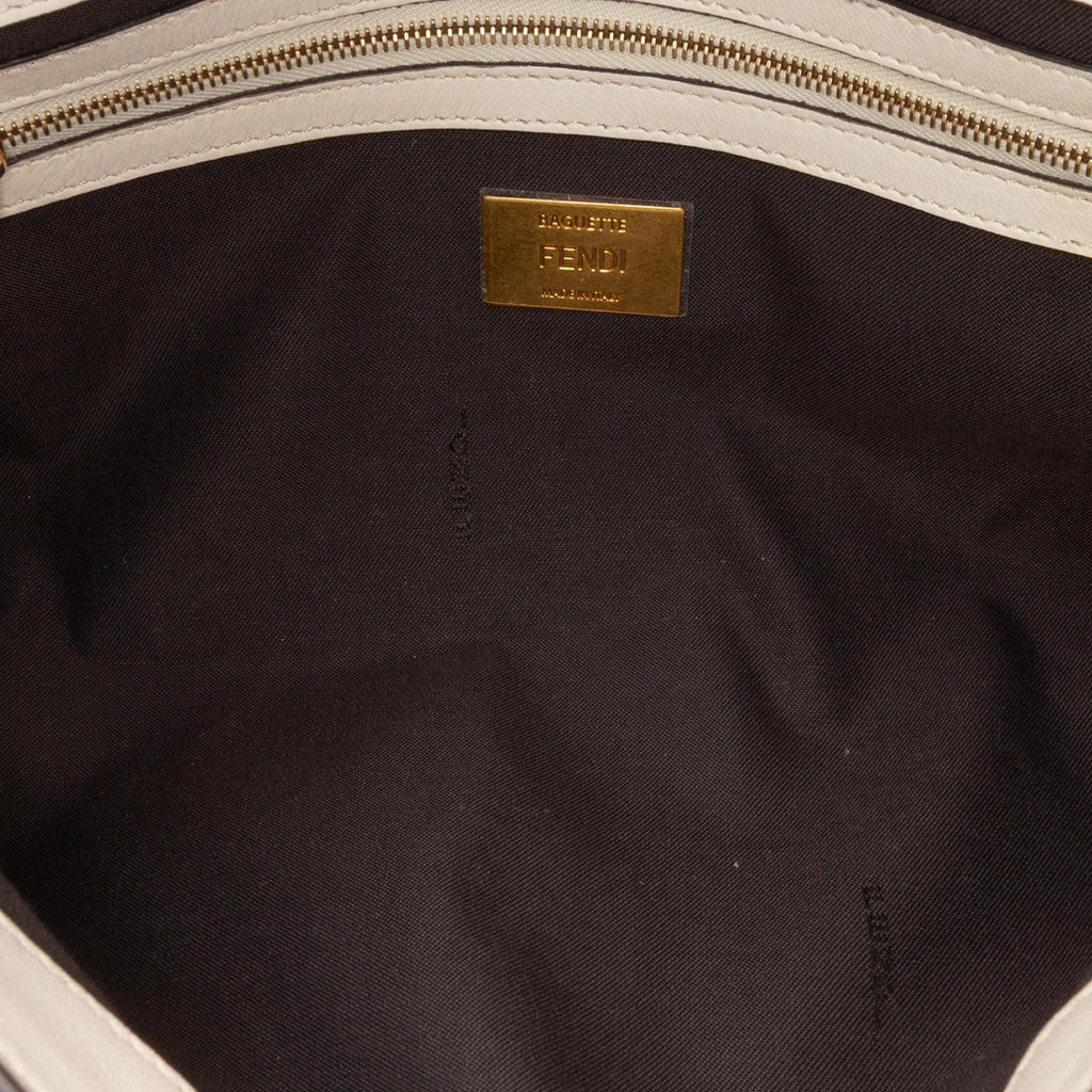 Fendi Bicolor Leather Chain Midi Baguette