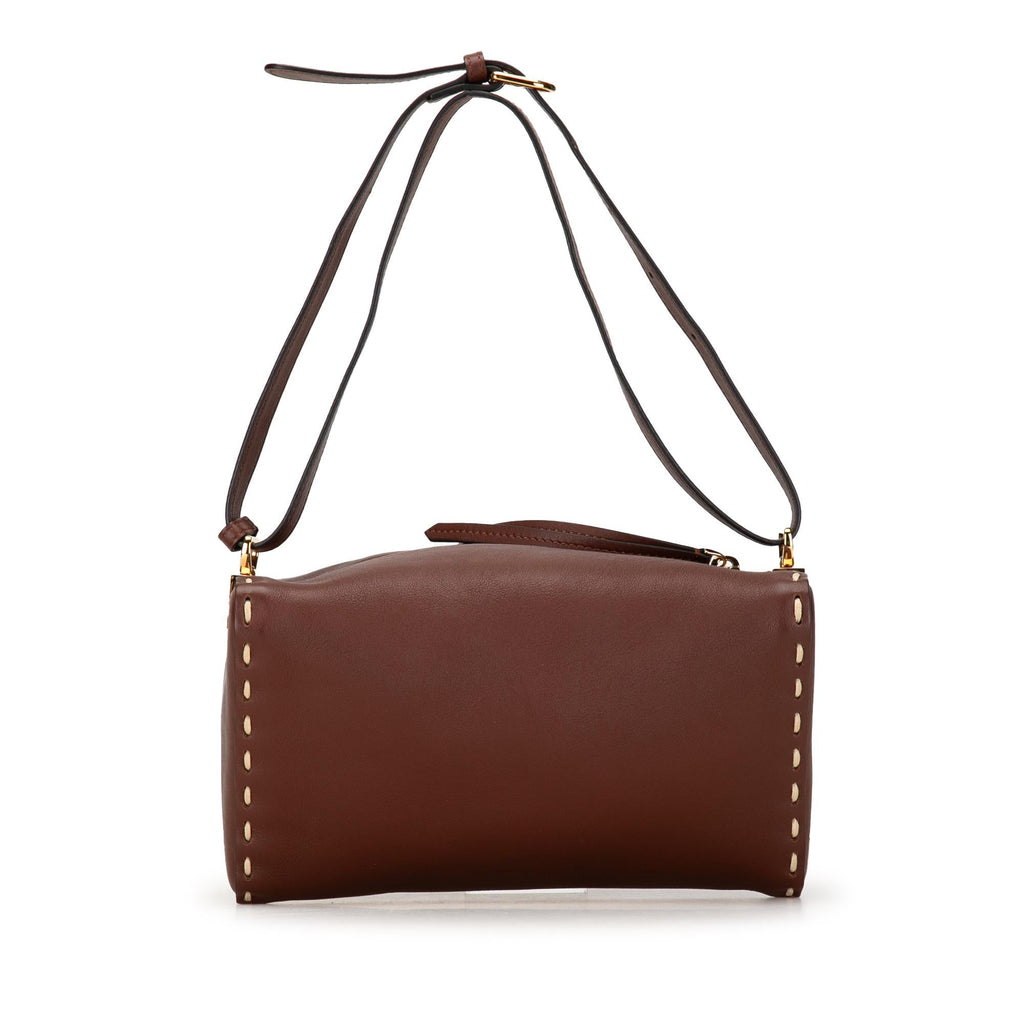 Fendi Calfskin Selleria Triangle Shoulder Bag (SHG-PYwPIP)