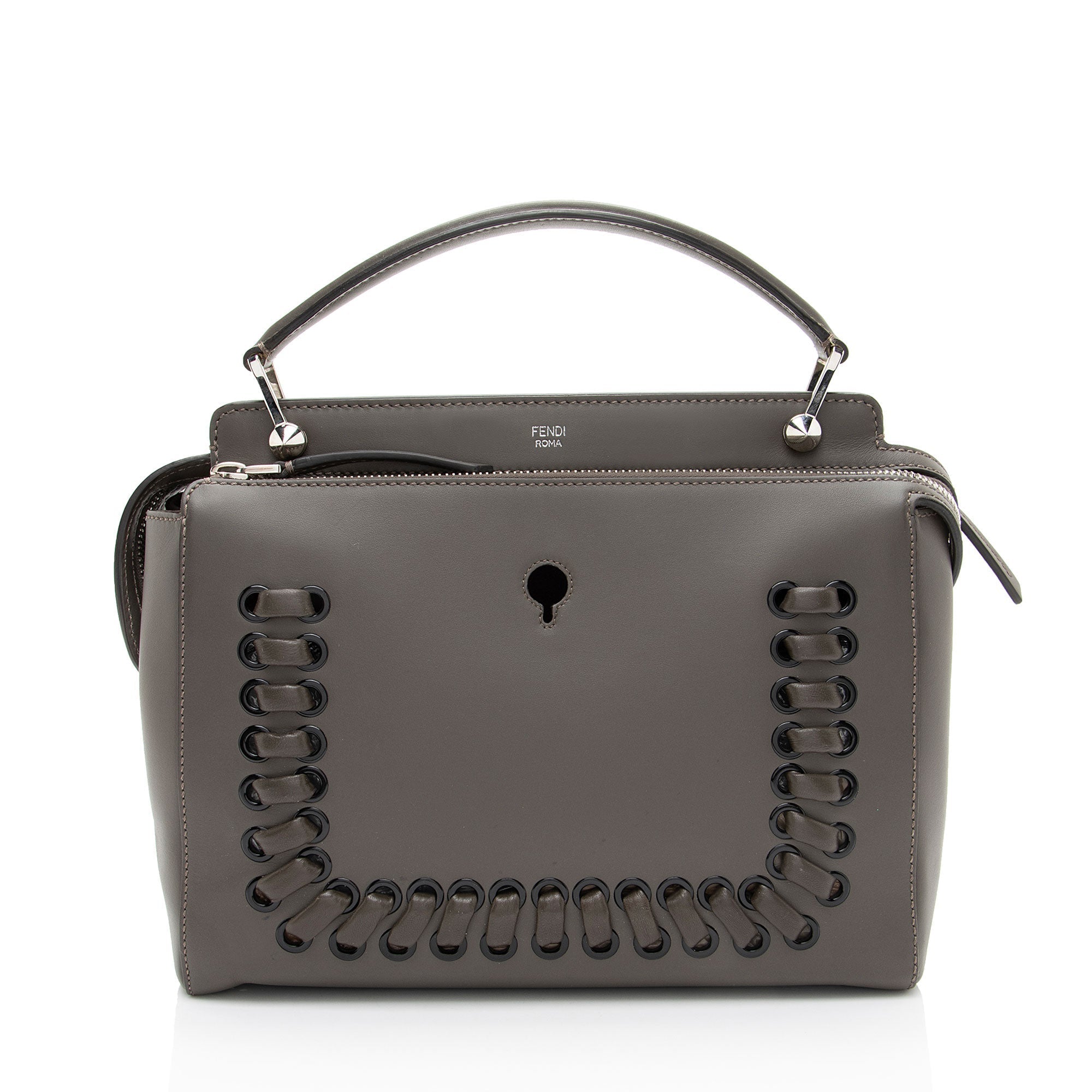 Fendi Calfskin Whipstitch Dotcom Medium Satchel