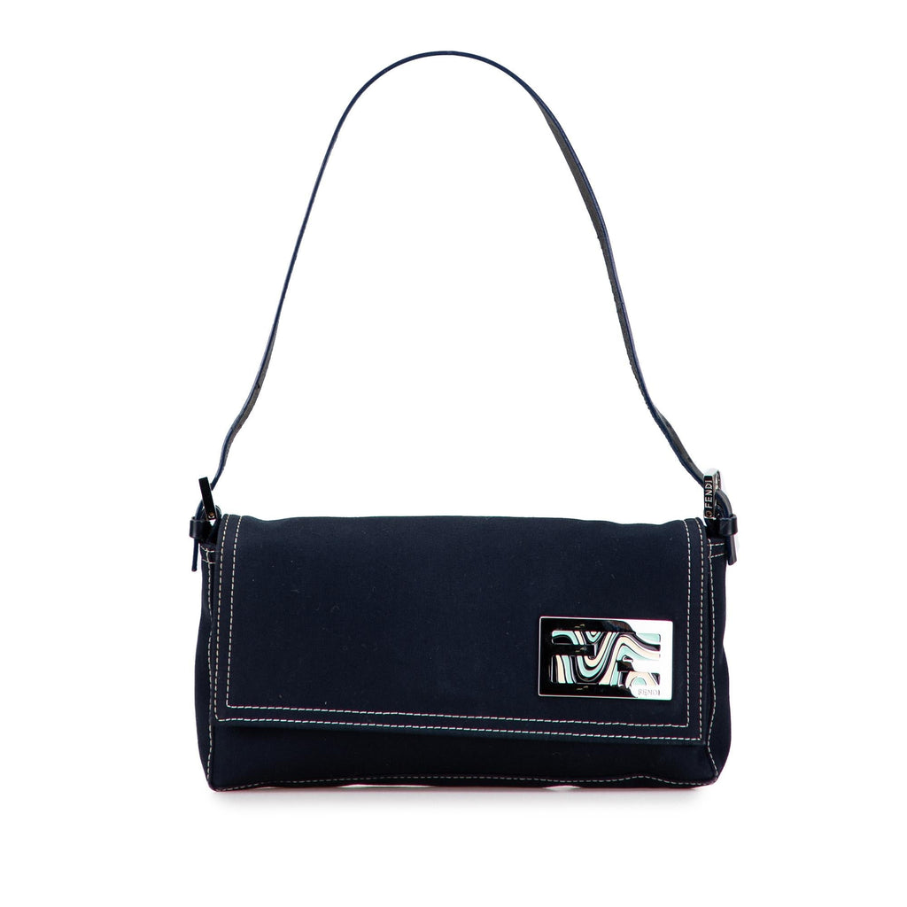 Fendi Canvas FF Marble Baguette Shoulder Bag