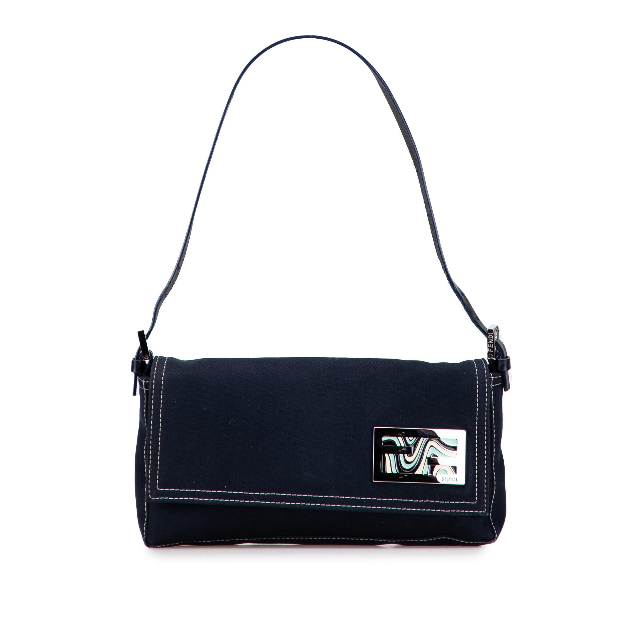 Fendi Canvas FF Marble Baguette Shoulder Bag
