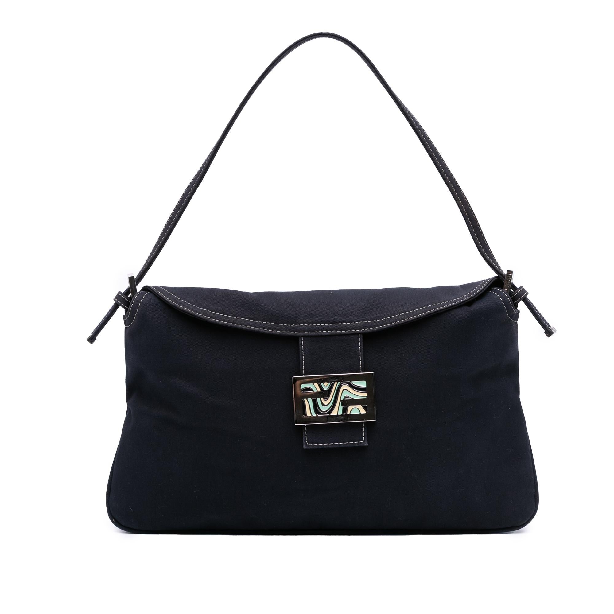 Fendi Canvas FF Marble Double Flap Shoulder Bag