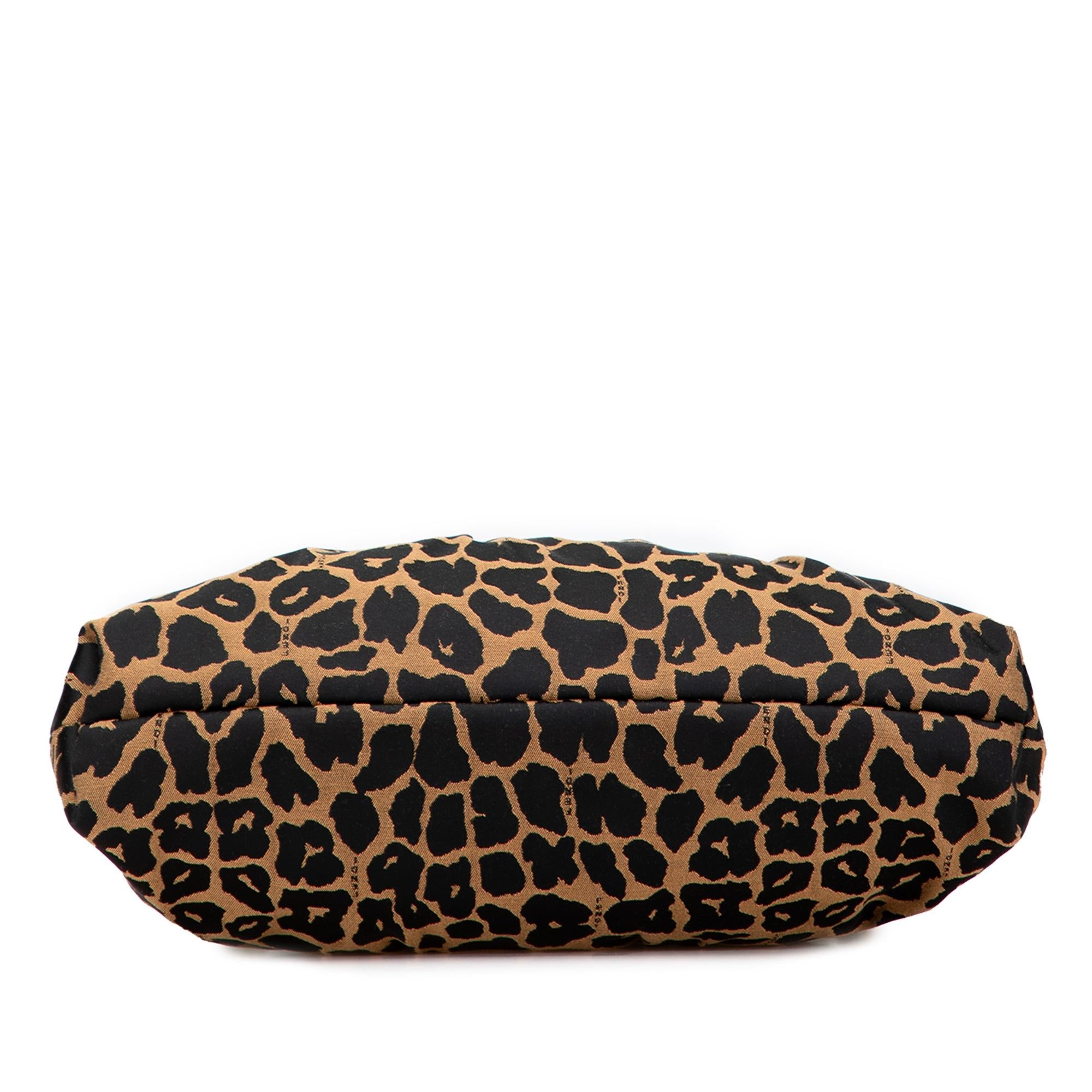 Fendi Canvas Leopard Print Chef Shoulder Bag
