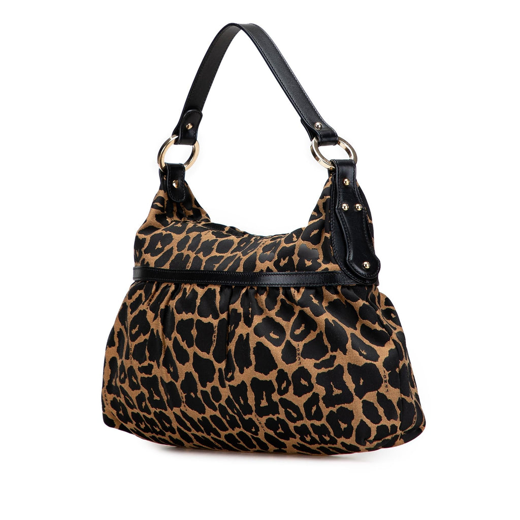 Fendi Canvas Leopard Print Chef Shoulder Bag