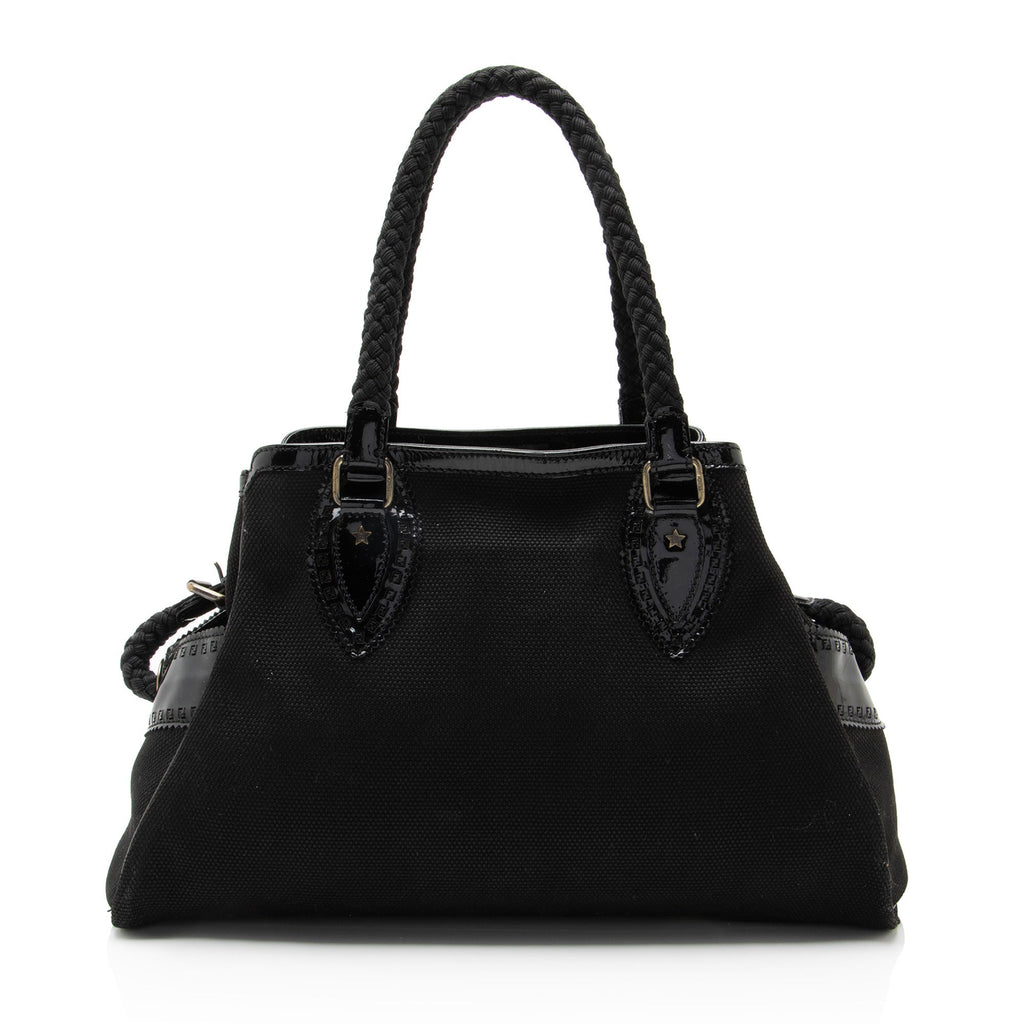 Fendi Canvas Patent Leather Perforated FF Du Jour Tote