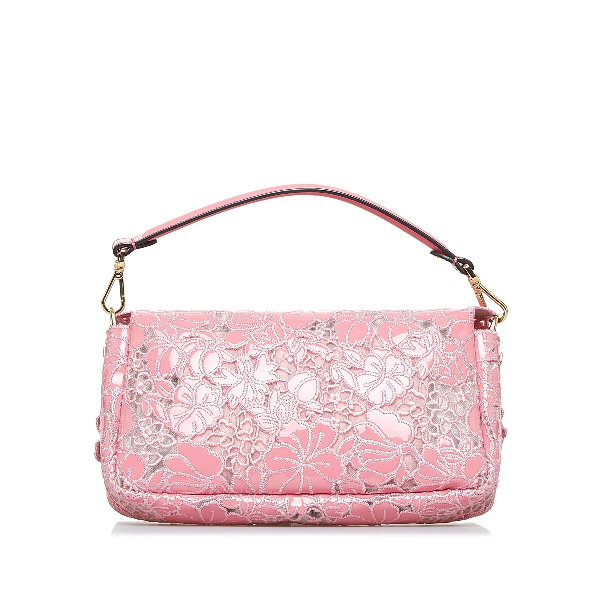 Fendi Embroidered Lace Baguette (SHG-PcQc93)
