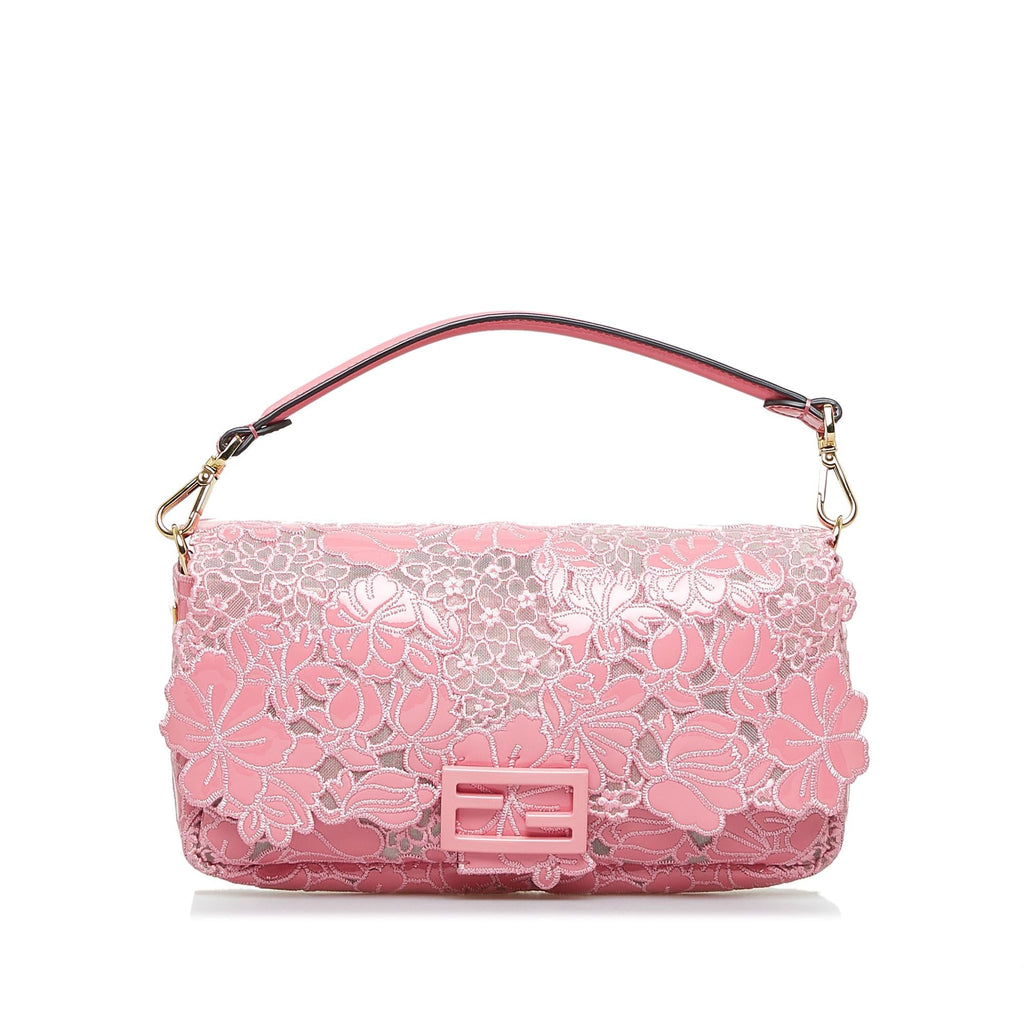 Fendi Embroidered Lace Baguette (SHG-PcQc93)
