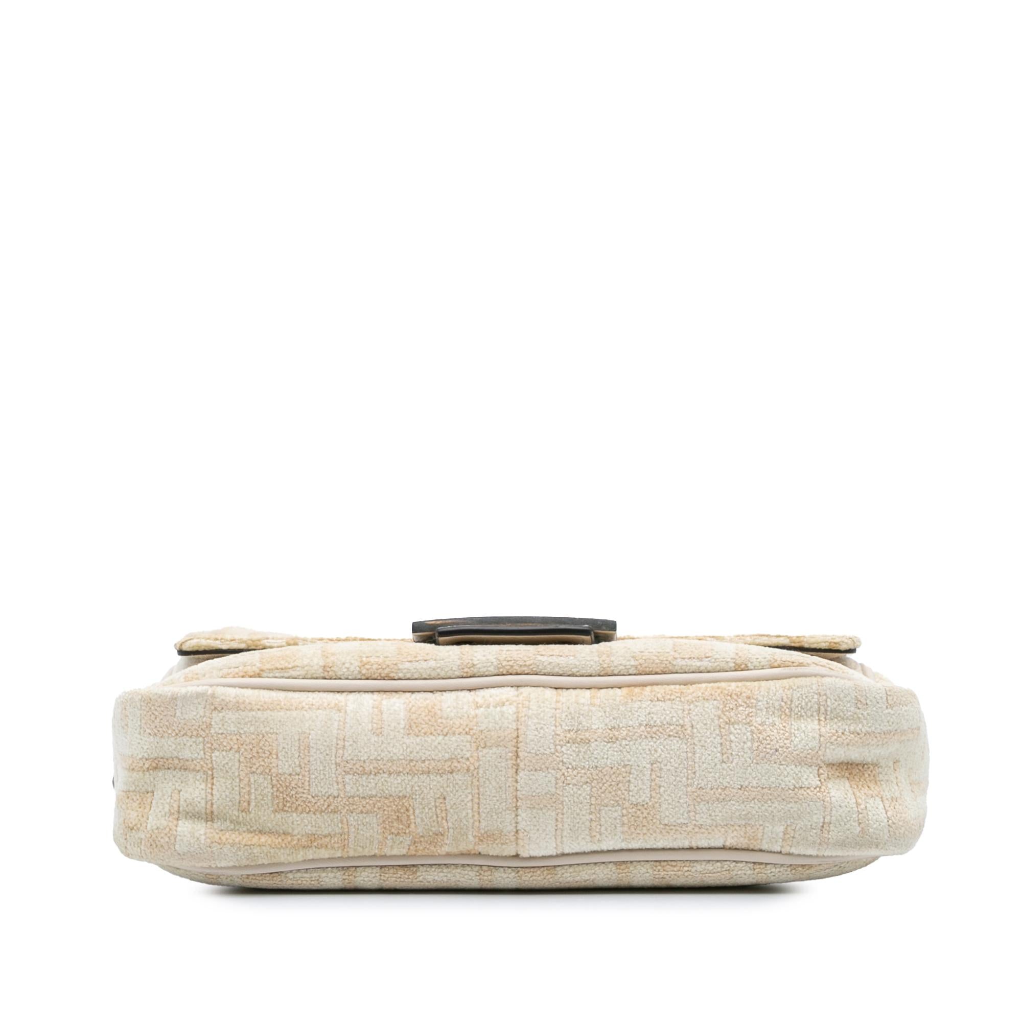 Fendi FF Chenille and Vitello Seta Chain Midi Baguette