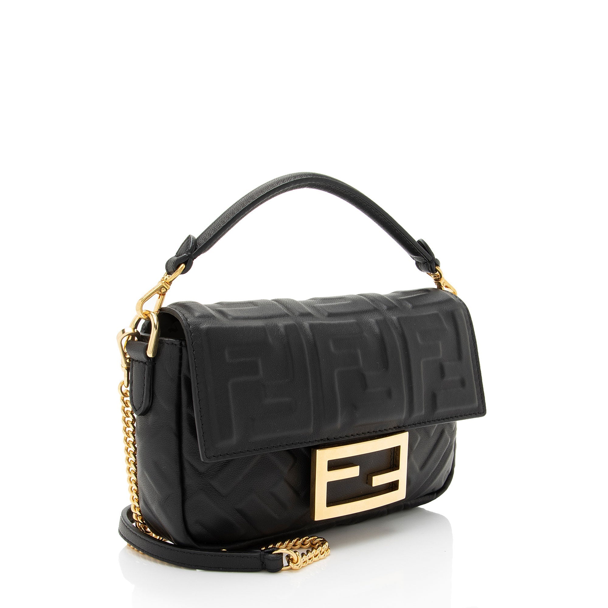 Fendi FF Embossed 1974 Mini Baguette Shoulder Bag