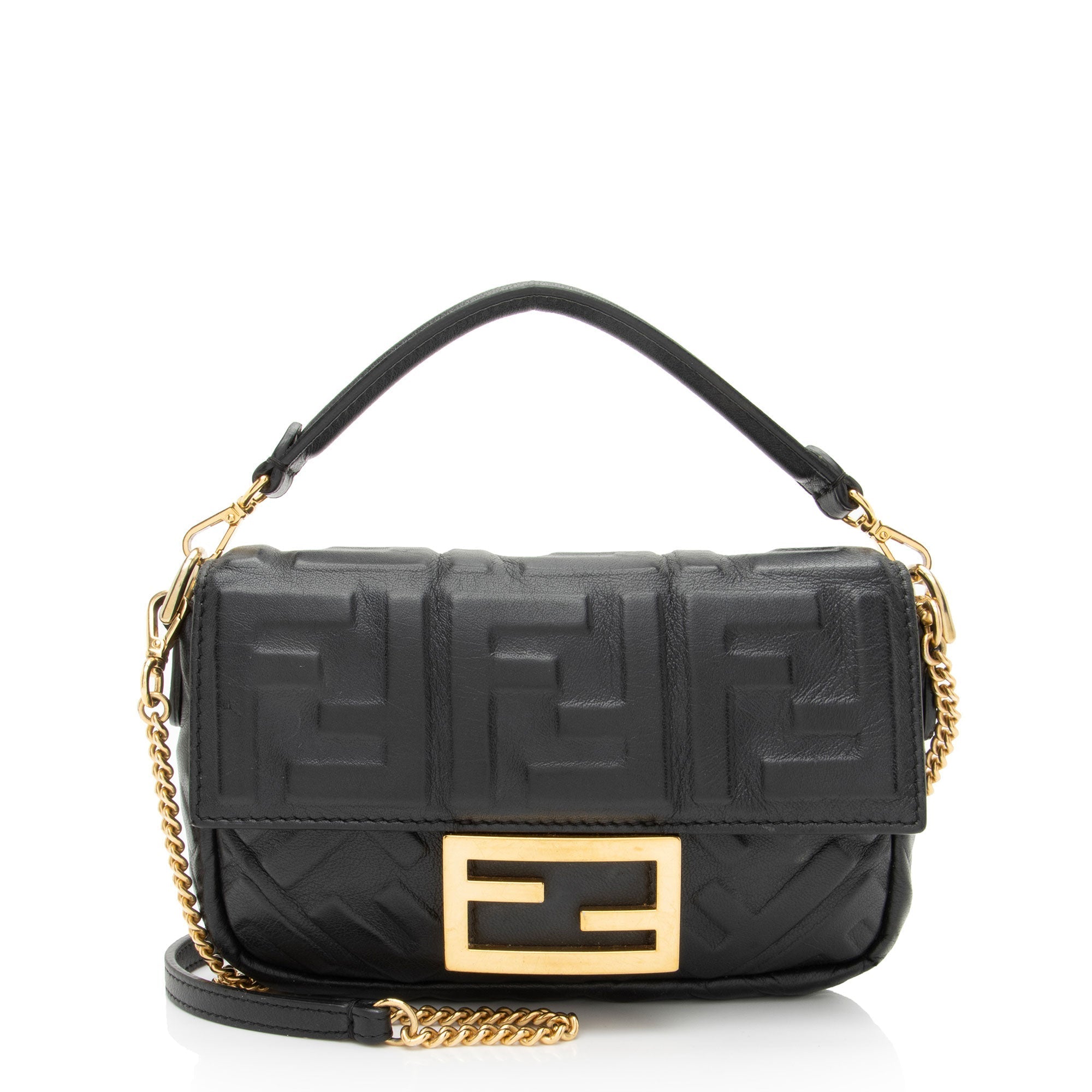 Fendi FF Embossed 1974 Mini Baguette Shoulder Bag