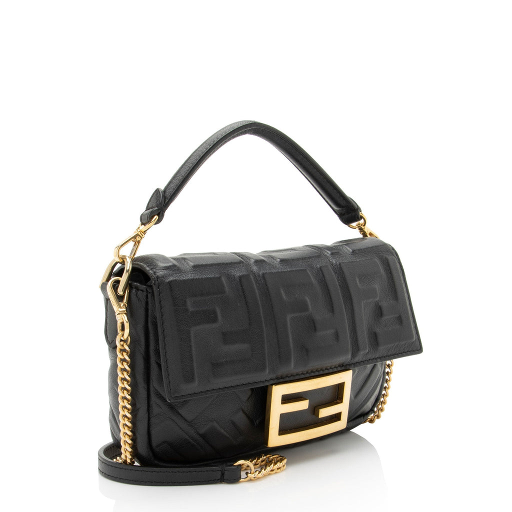 Fendi FF Embossed 1974 Mini Baguette Shoulder Bag