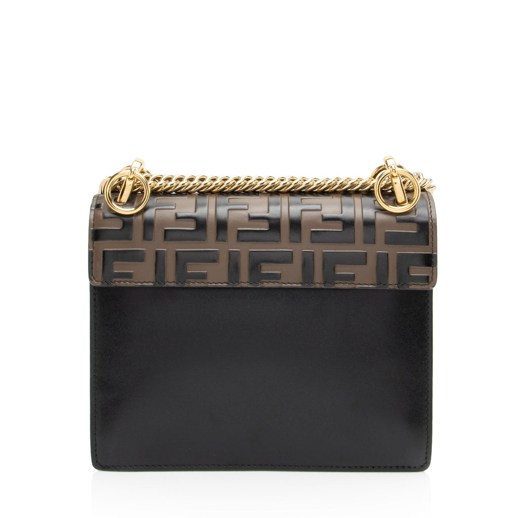 Fendi FF Embossed Calfskin Kan I Small Shoulder Bag