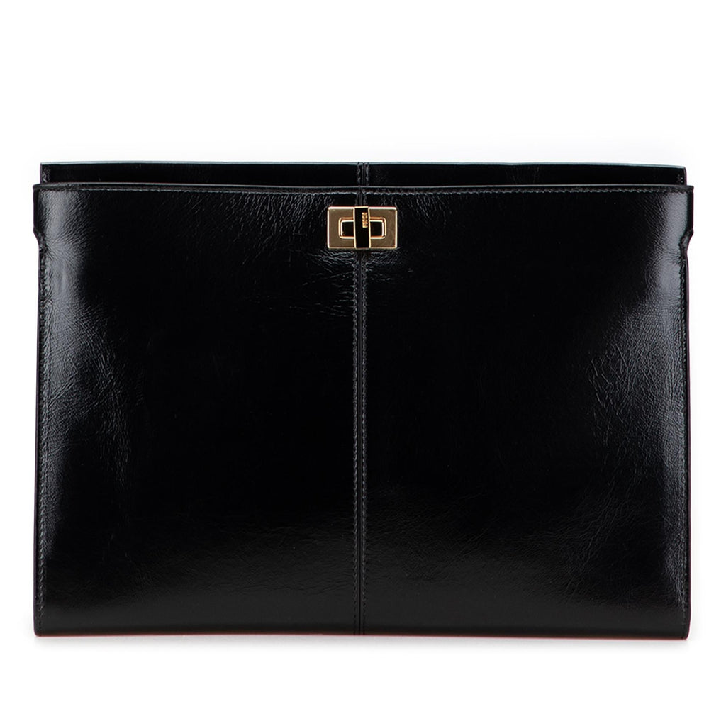 Fendi Glazed Calfskin Slim Peekaboo Turn Lock Clutch