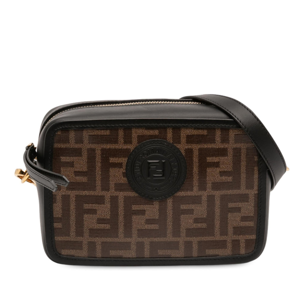 Fendi Glazed Fabric Vitello Century FF 1974 Camera Bag