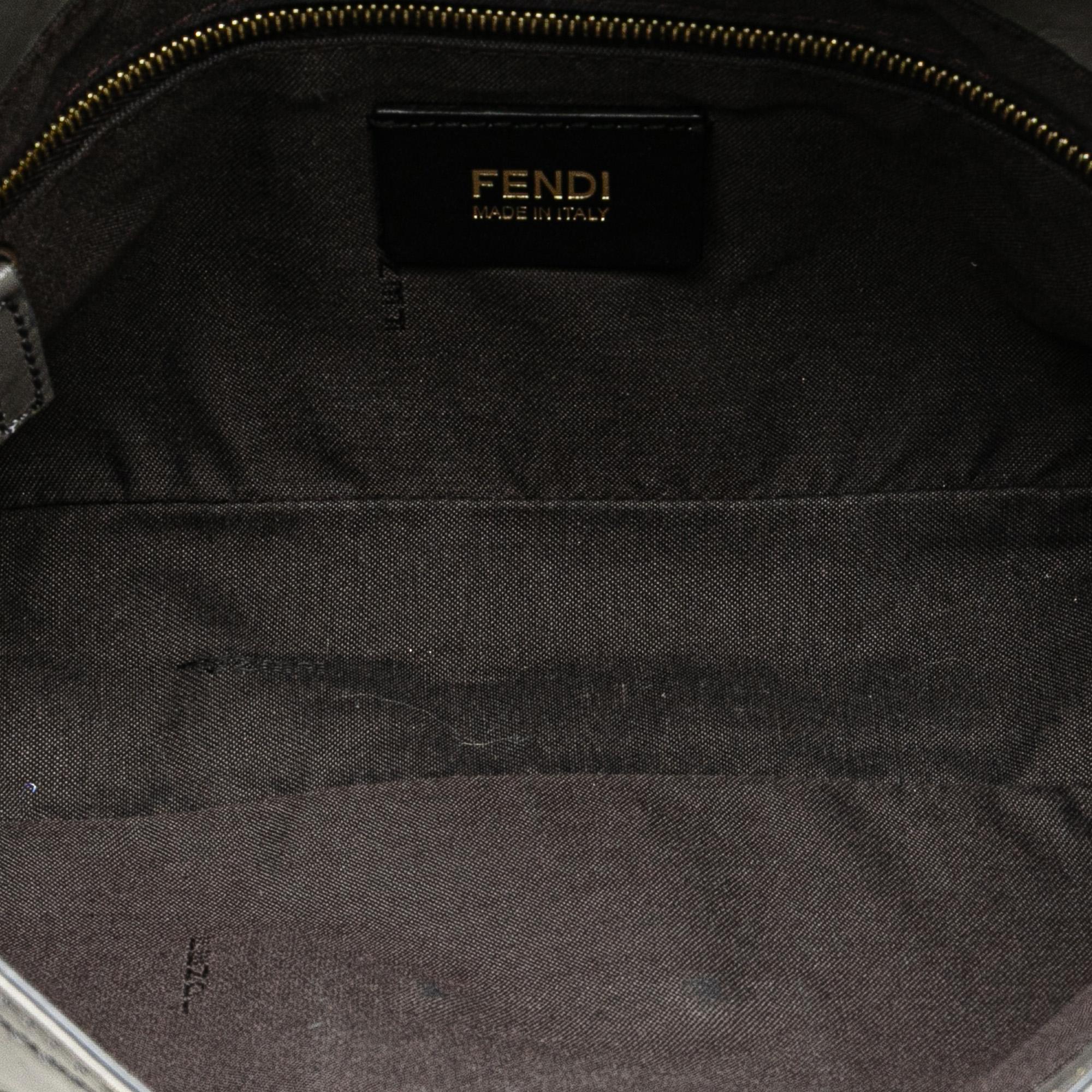 Fendi Glazed Leather Chain Flap Baguette Crossbody