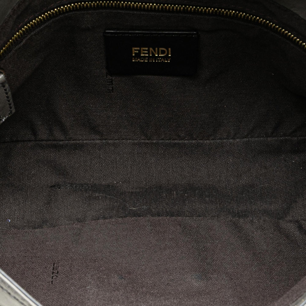 Fendi Glazed Leather Chain Flap Baguette Crossbody