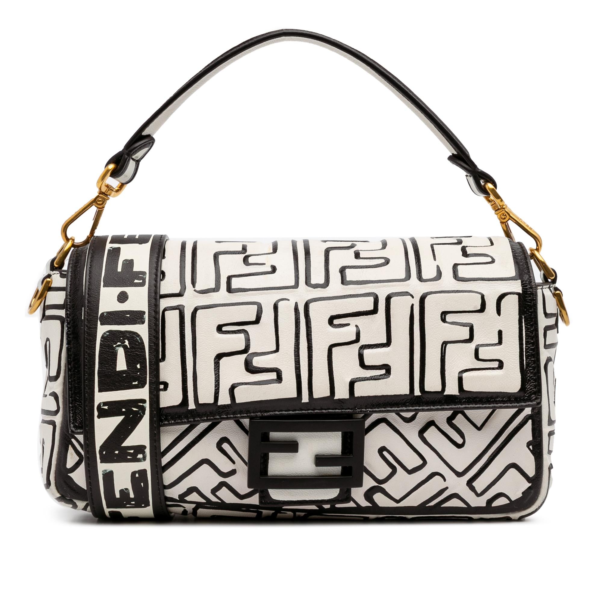 Fendi Joshua Vides California Sky Medium Embossed Leather Baguette Satchel