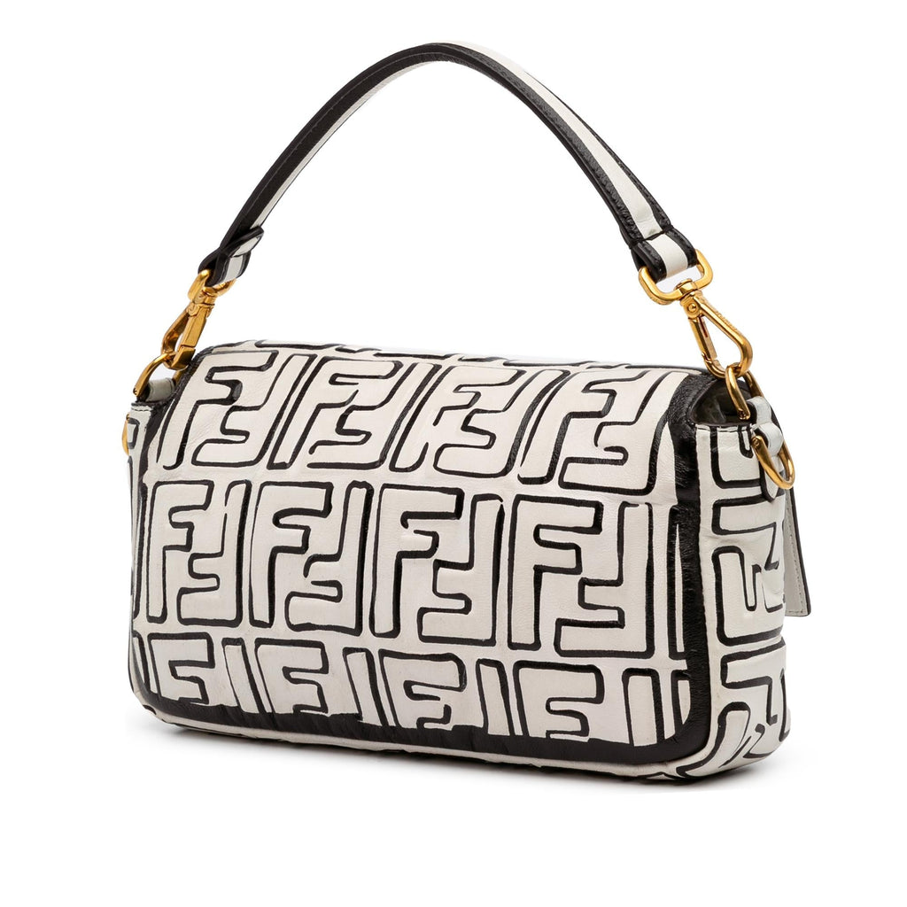 Fendi Joshua Vides California Sky Medium Embossed Leather Baguette Satchel