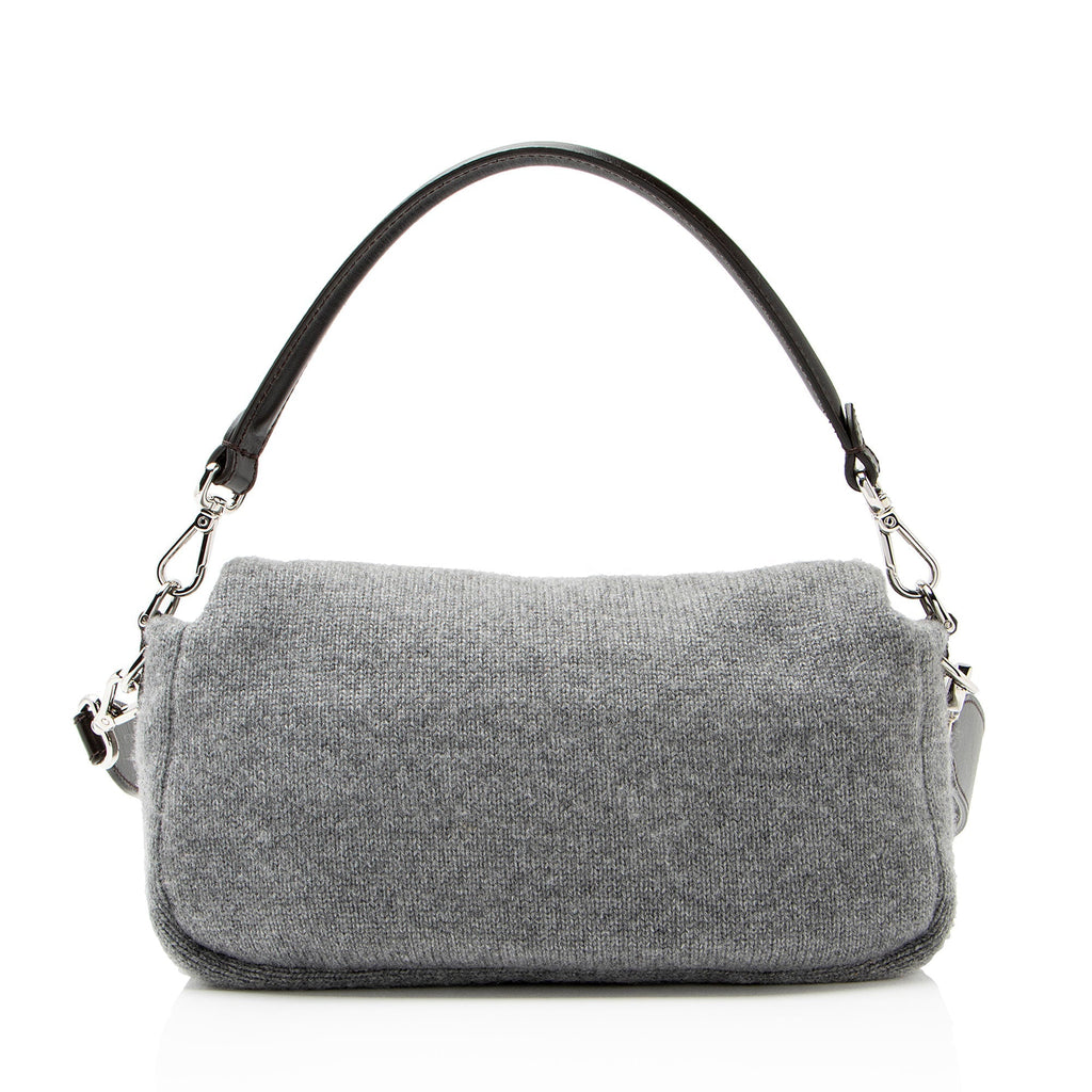 Fendi Knit Cashmere Baguette Shoulder Bag