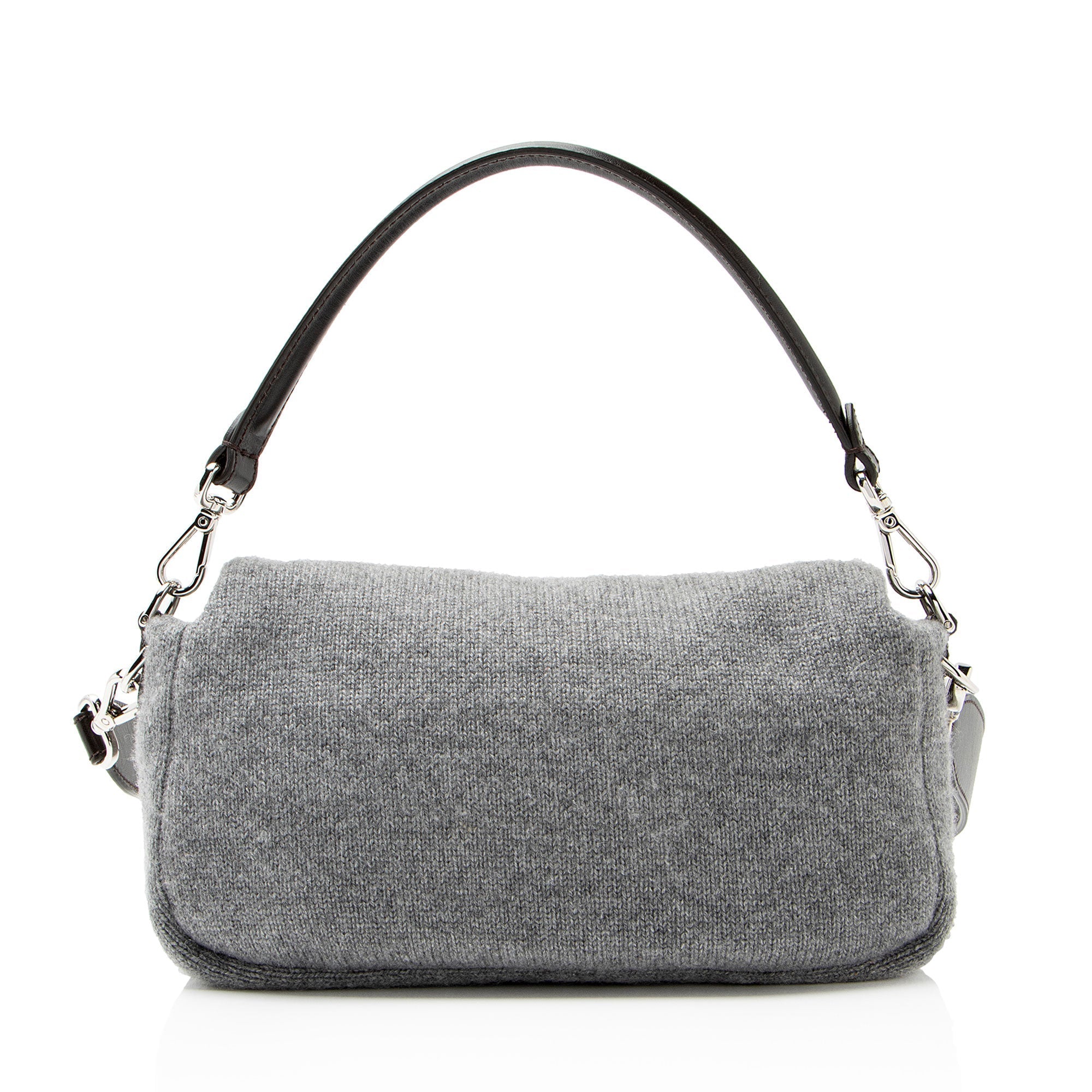 Fendi Knit Cashmere Baguette Shoulder Bag