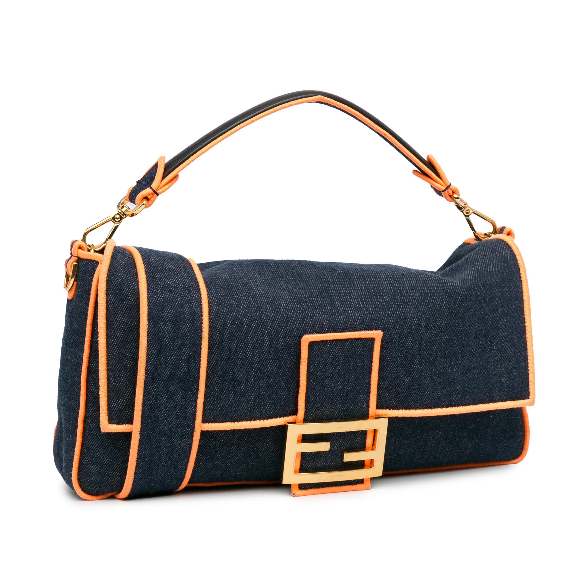Fendi Large Denim Baguette Satchel (SHG-KcMfCV)