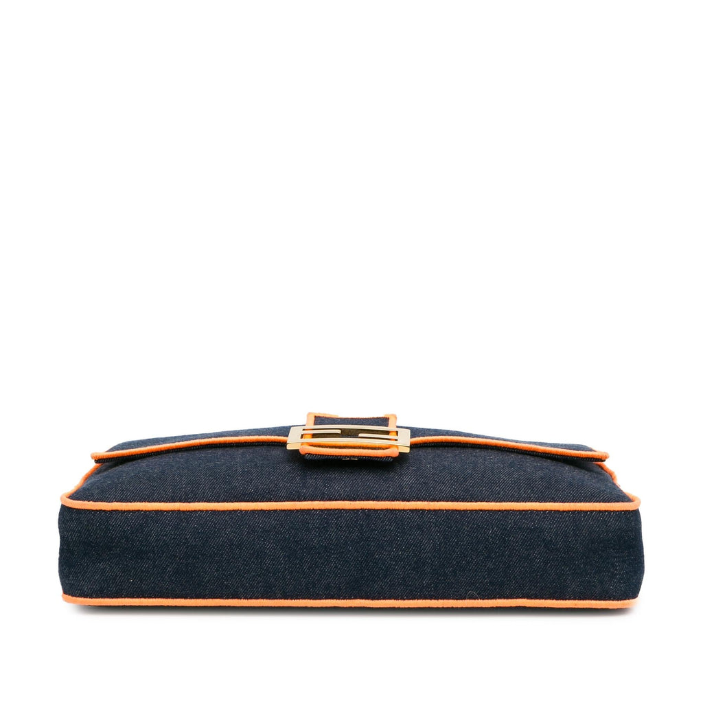 Fendi Large Denim Baguette Satchel