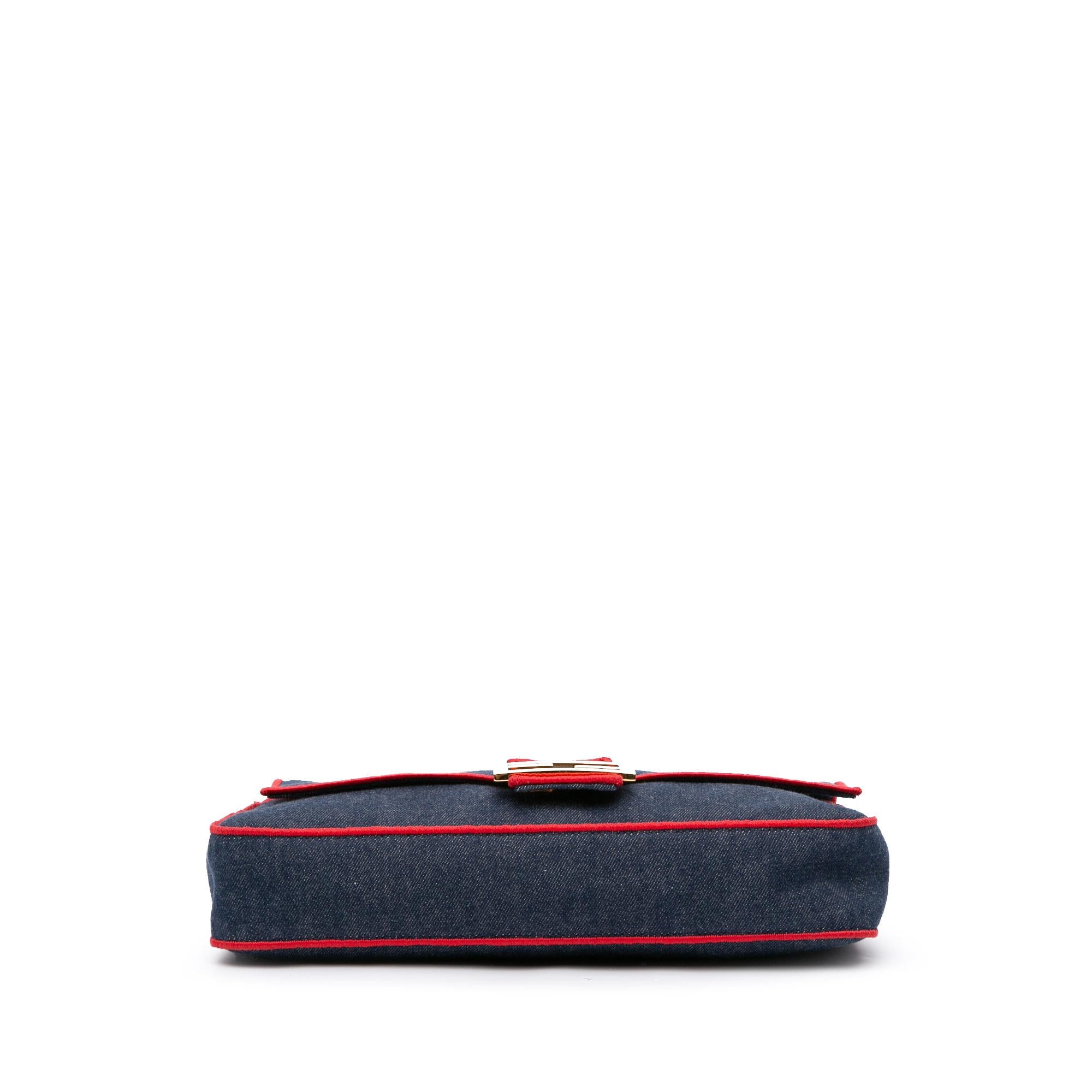Fendi Large Denim Baguette Satchel