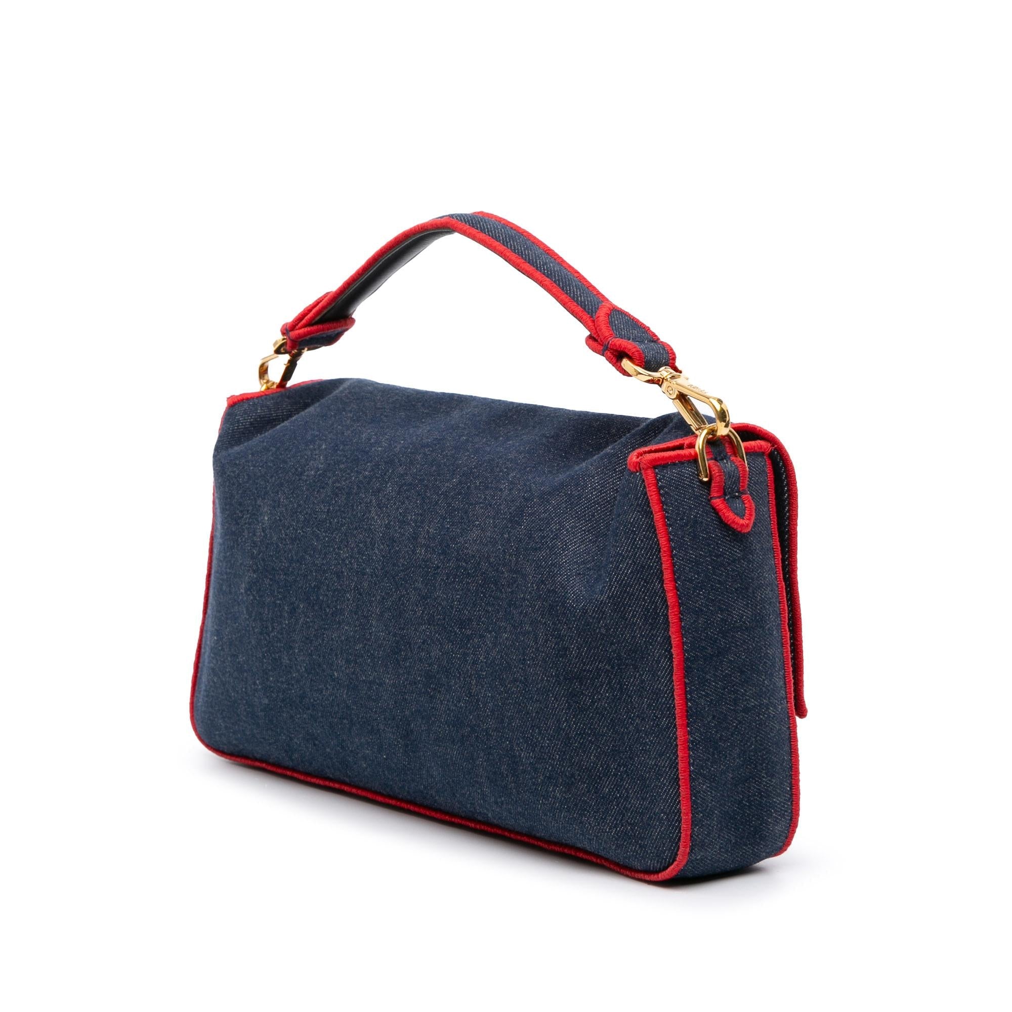 Fendi Large Denim Baguette Satchel