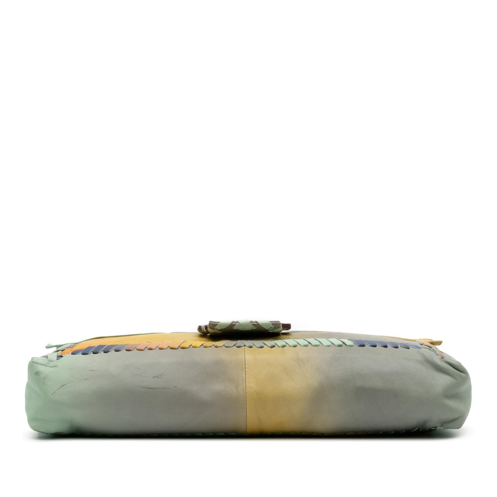 Fendi Large Multicolor Leather Whipstitch Baguette Crossbody