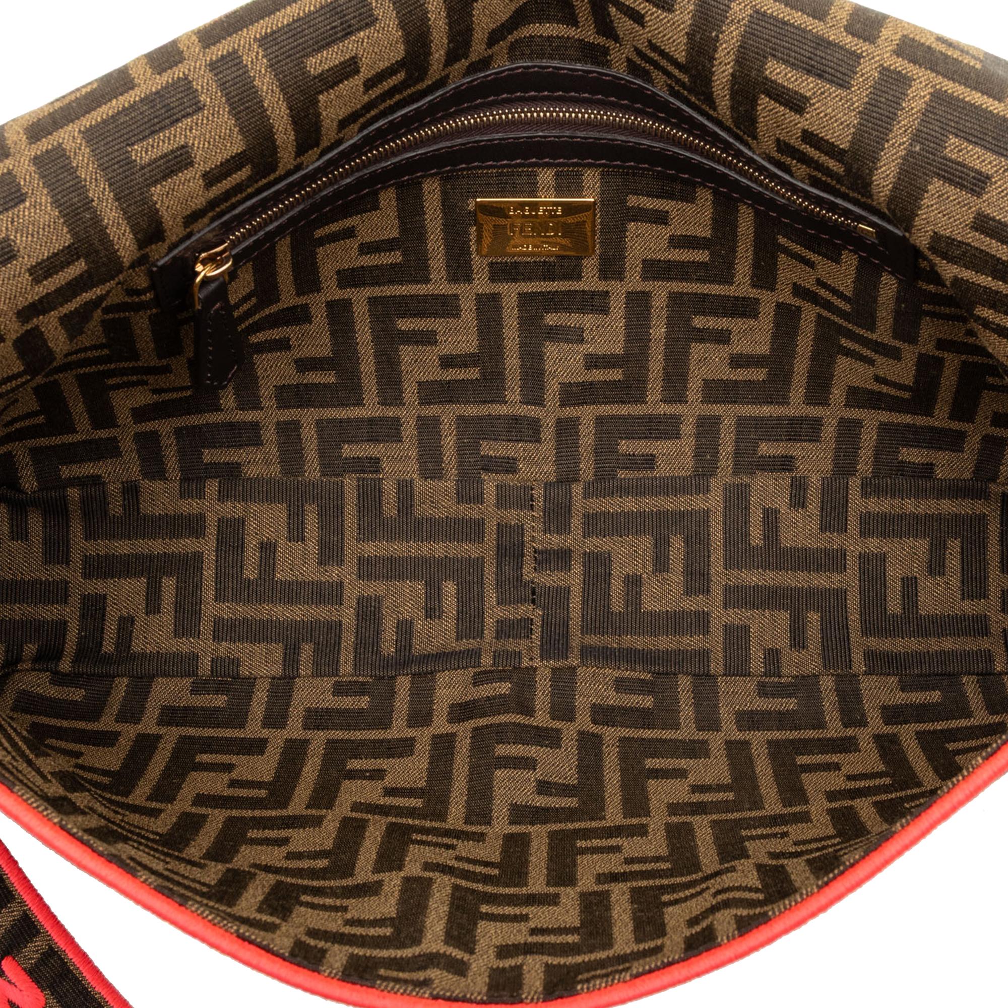 Fendi Large Zucca Canvas Baguette Satchel