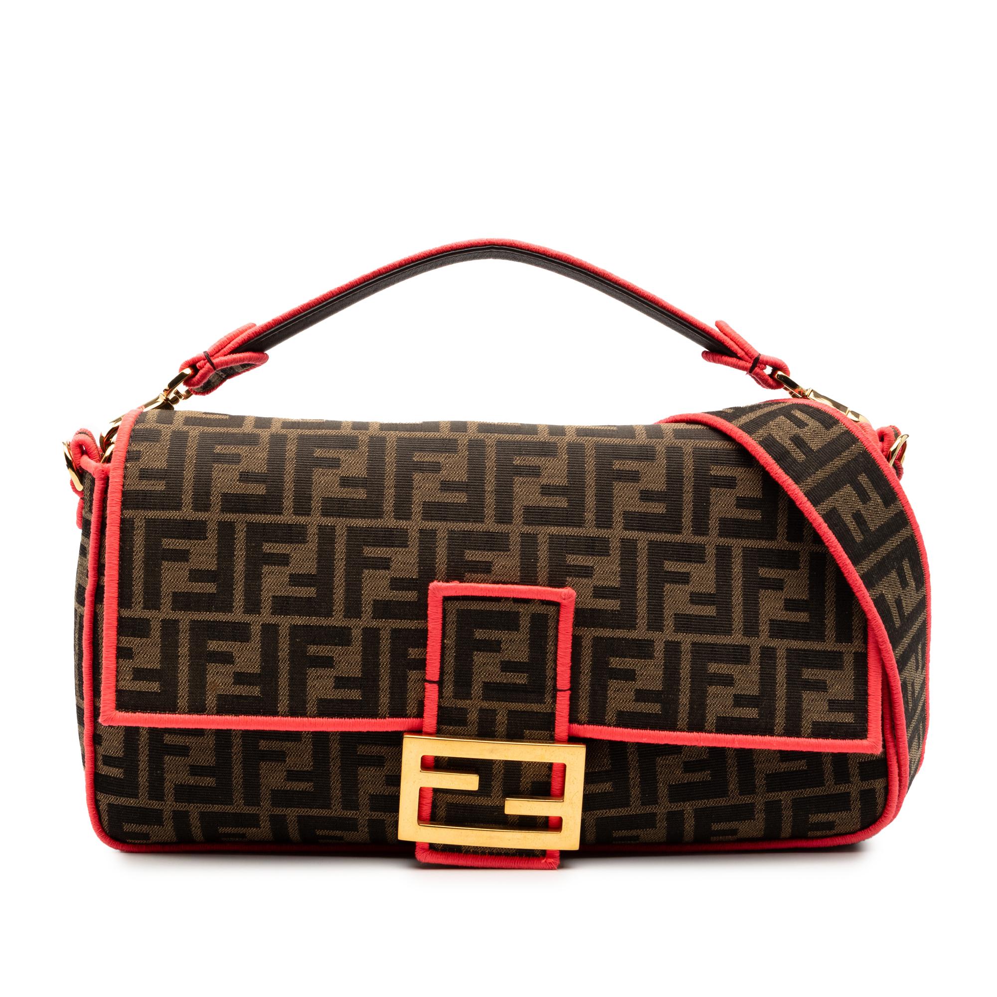 Fendi Large Zucca Canvas Baguette Satchel