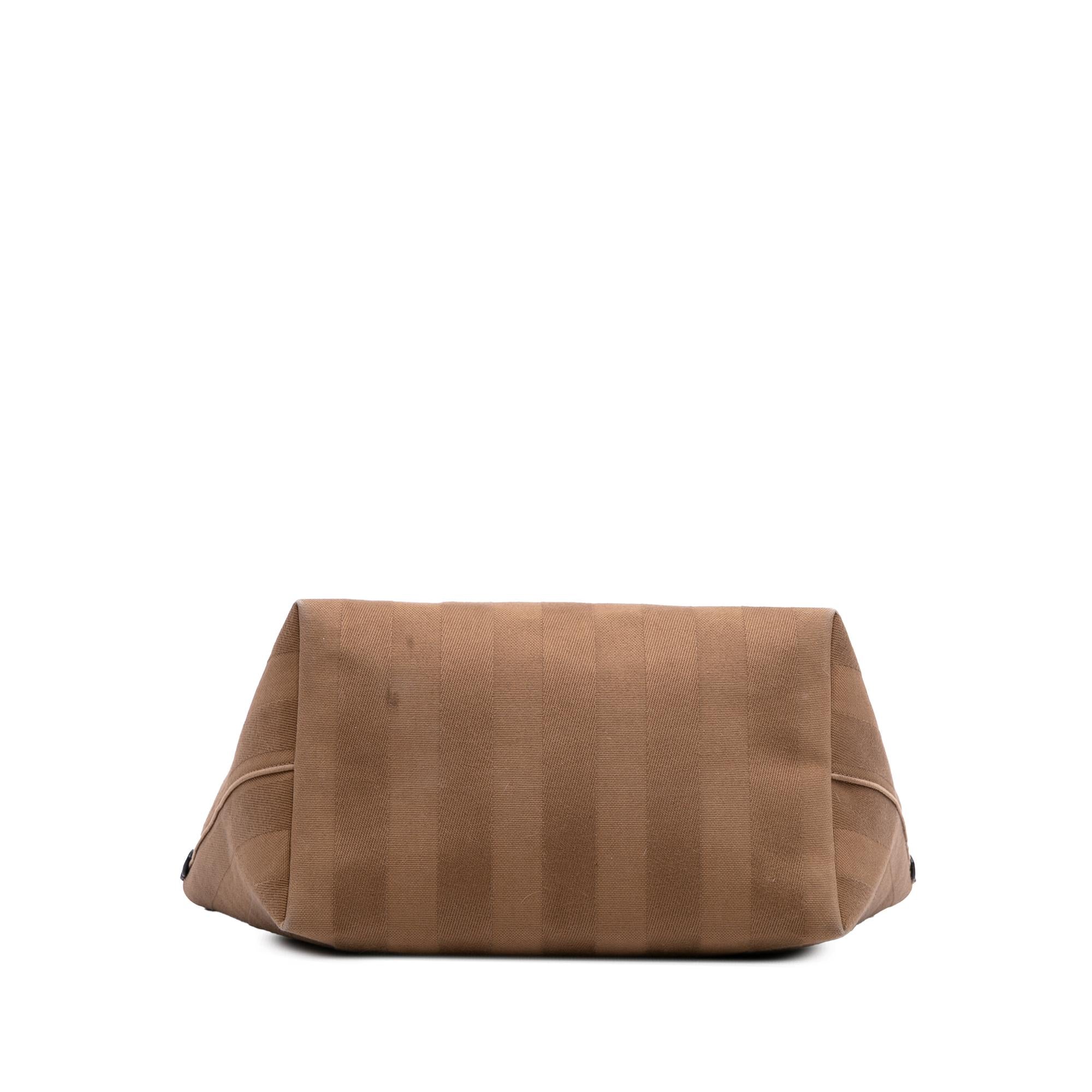 Fendi Large Zucca Canvas Striped Reversible Roll Tote