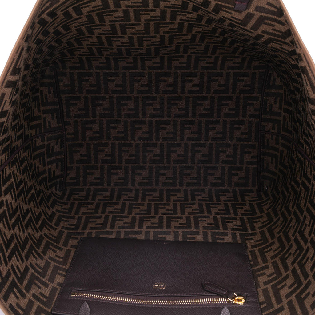 Fendi Large Zucca Canvas Striped Reversible Roll Tote