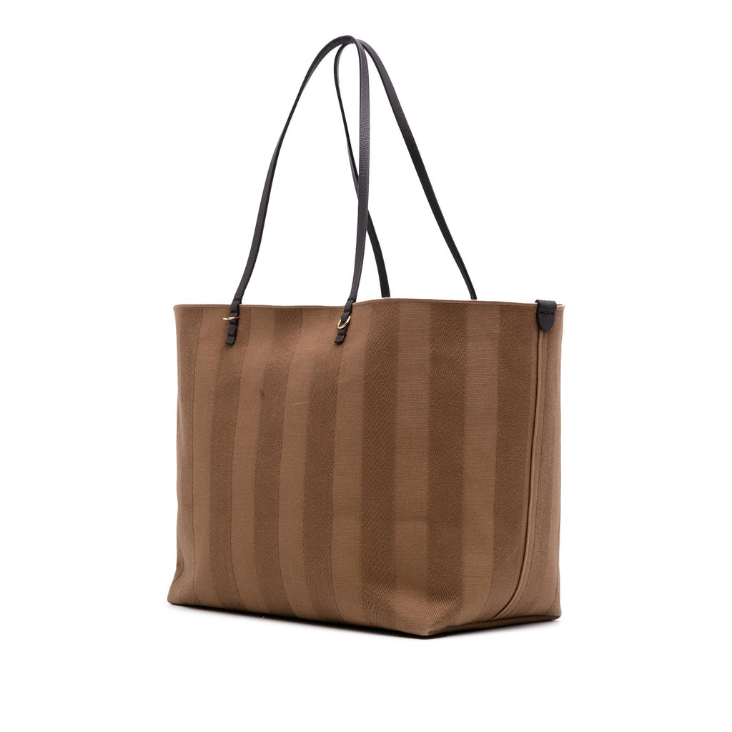 Fendi Large Zucca Canvas Striped Reversible Roll Tote