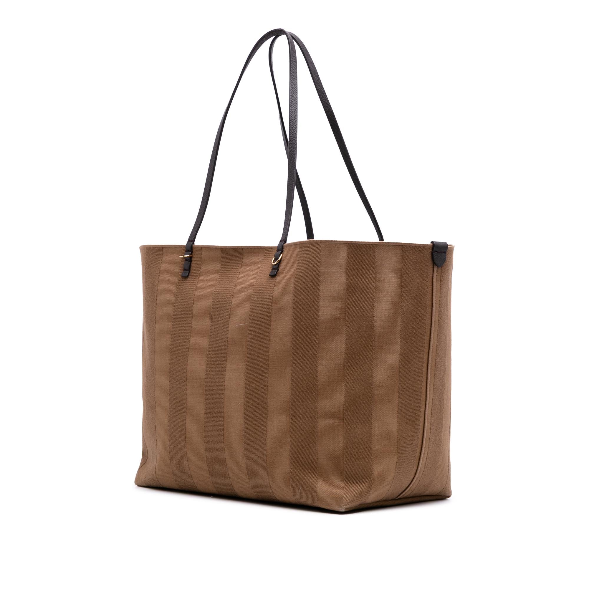 Fendi Large Zucca Canvas Striped Reversible Roll Tote