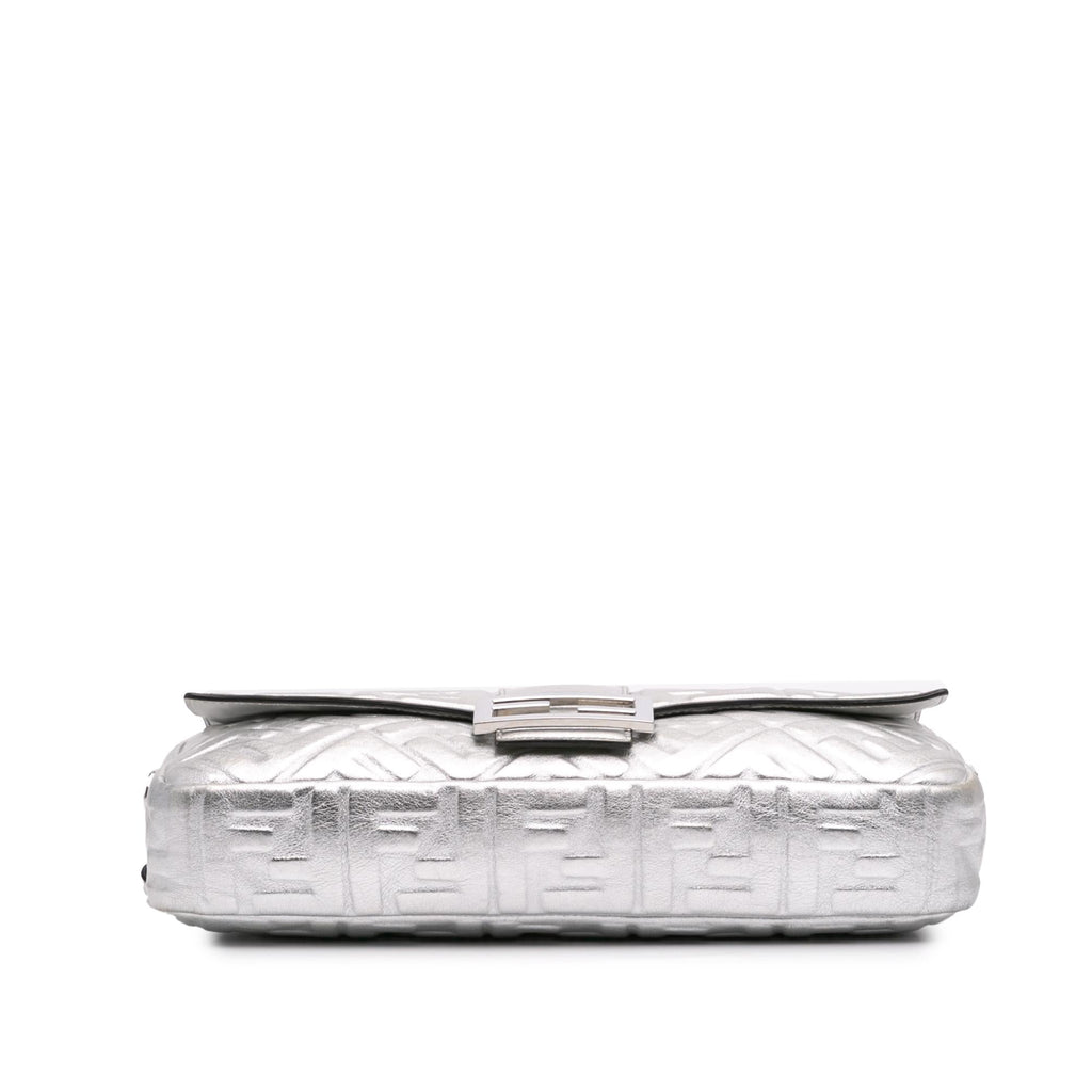 Fendi Large Zucca Embossed Leather Baguette Satchel