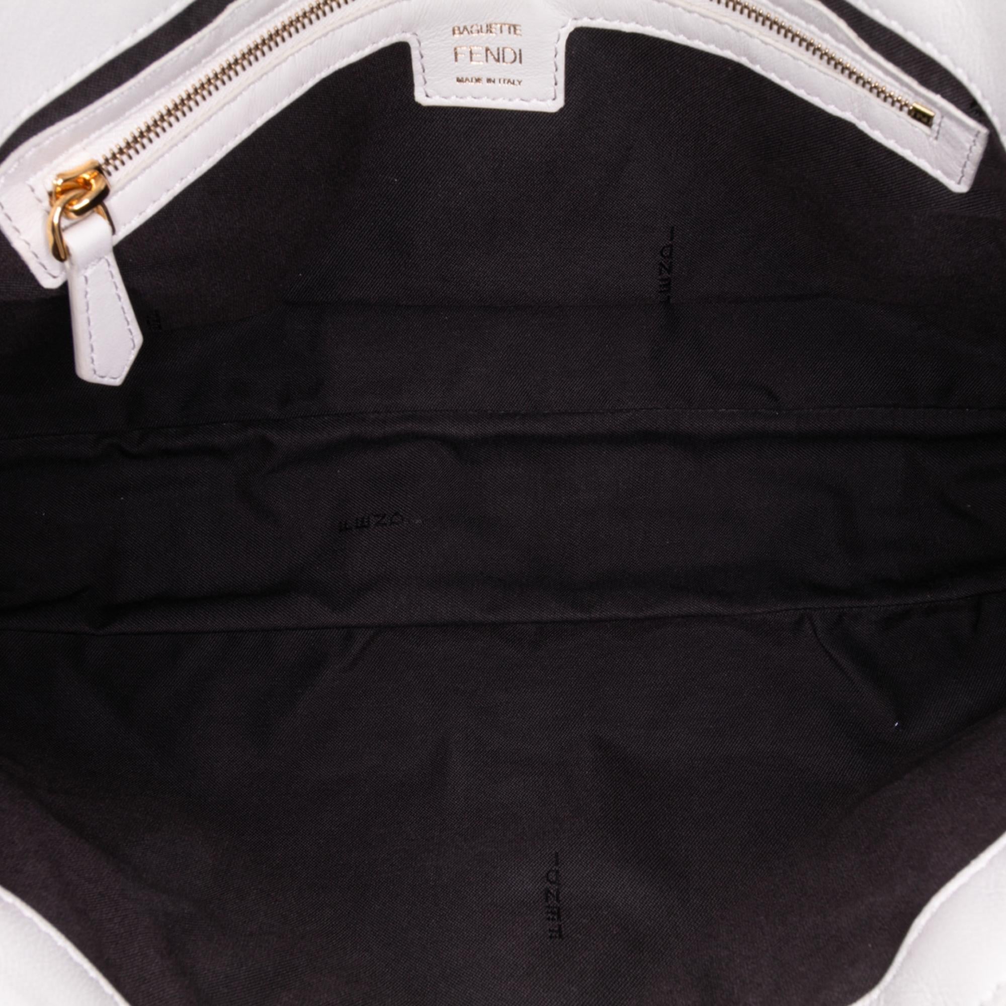 Fendi Large Zucca Embossed Leather Baguette Satchel
